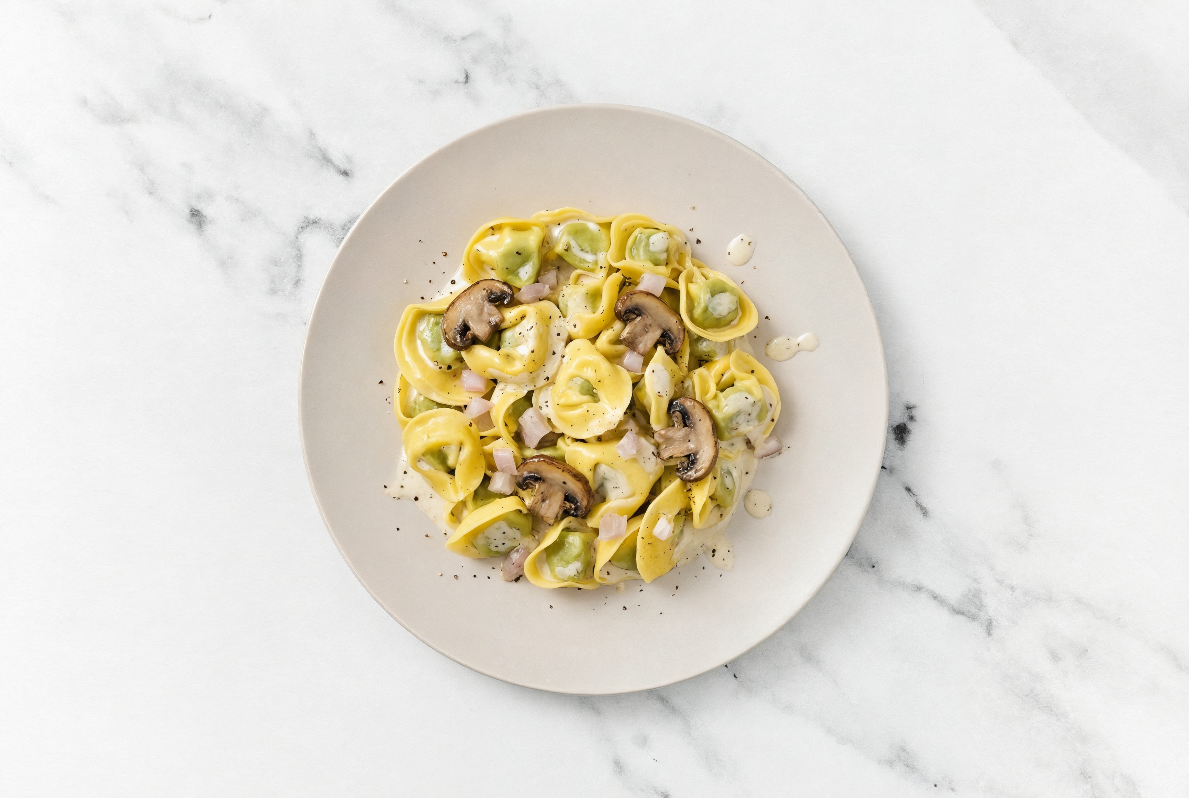 Cheese Tortellini + Mushroom Alfredo Sauce