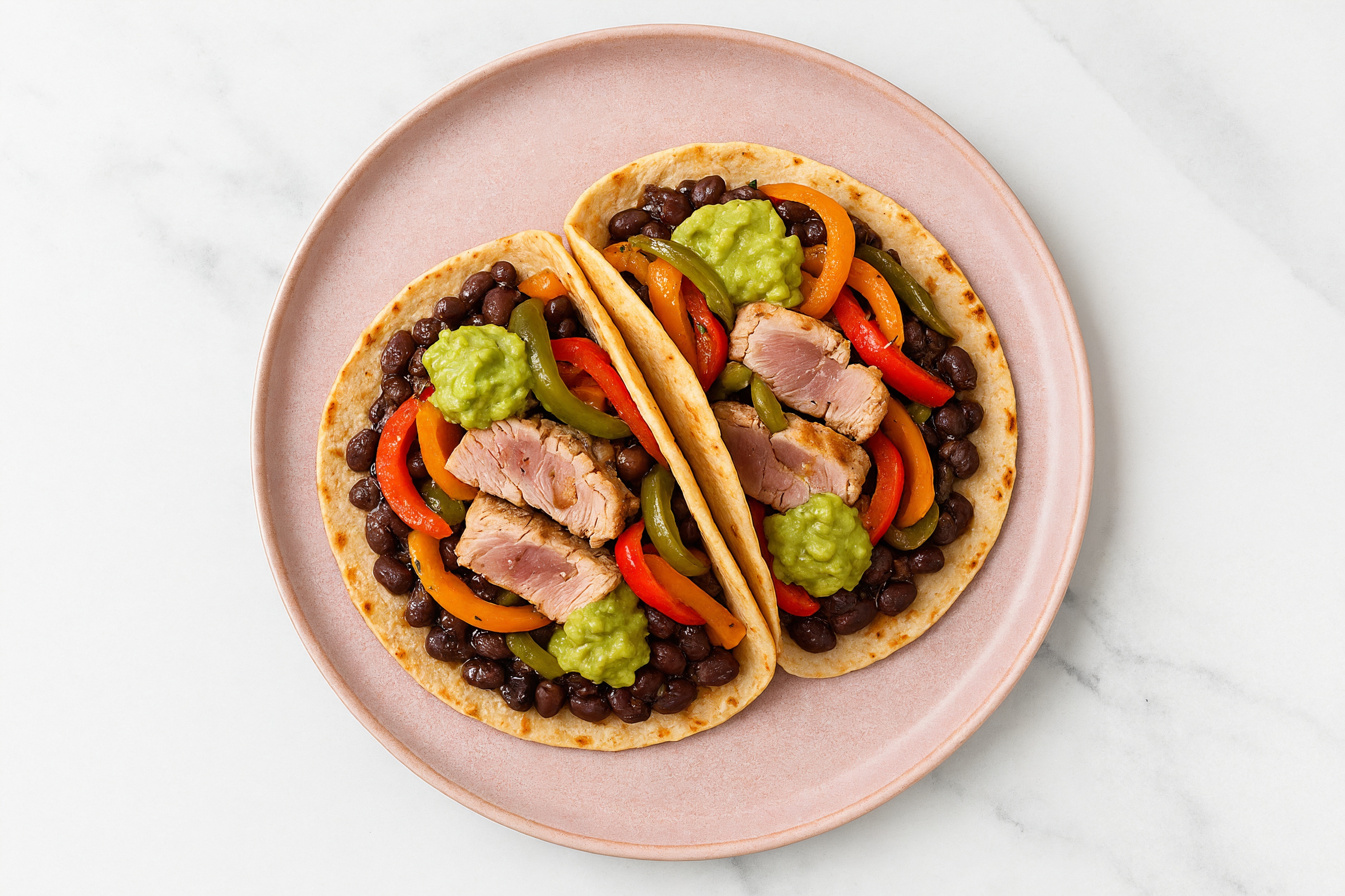 Cuban Spiced Black Beans Bean Tacos with Seared Tuna & Guacamole