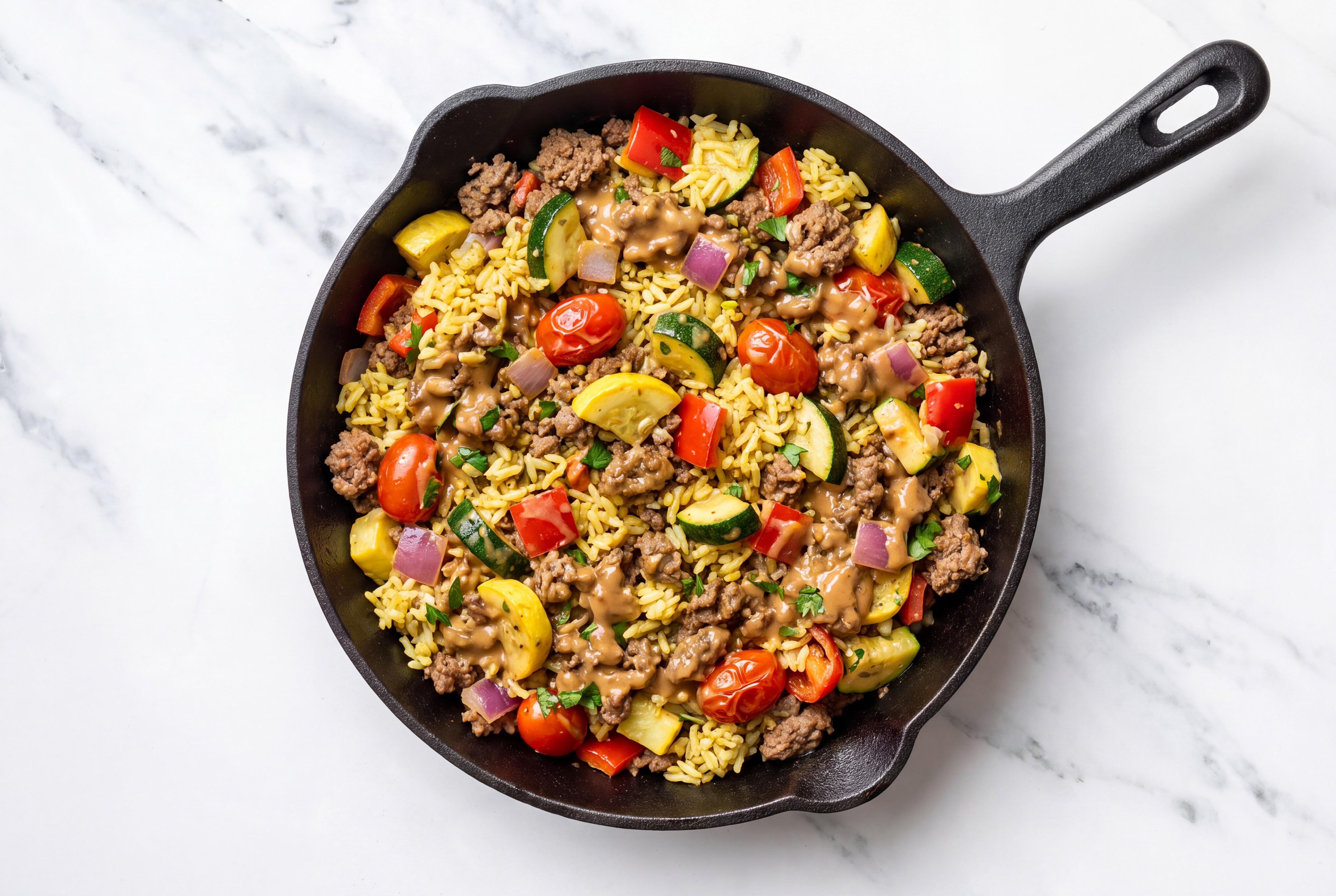 Thai Peanut Squash + Ground 93/7 Lean Beef Stir-Fry