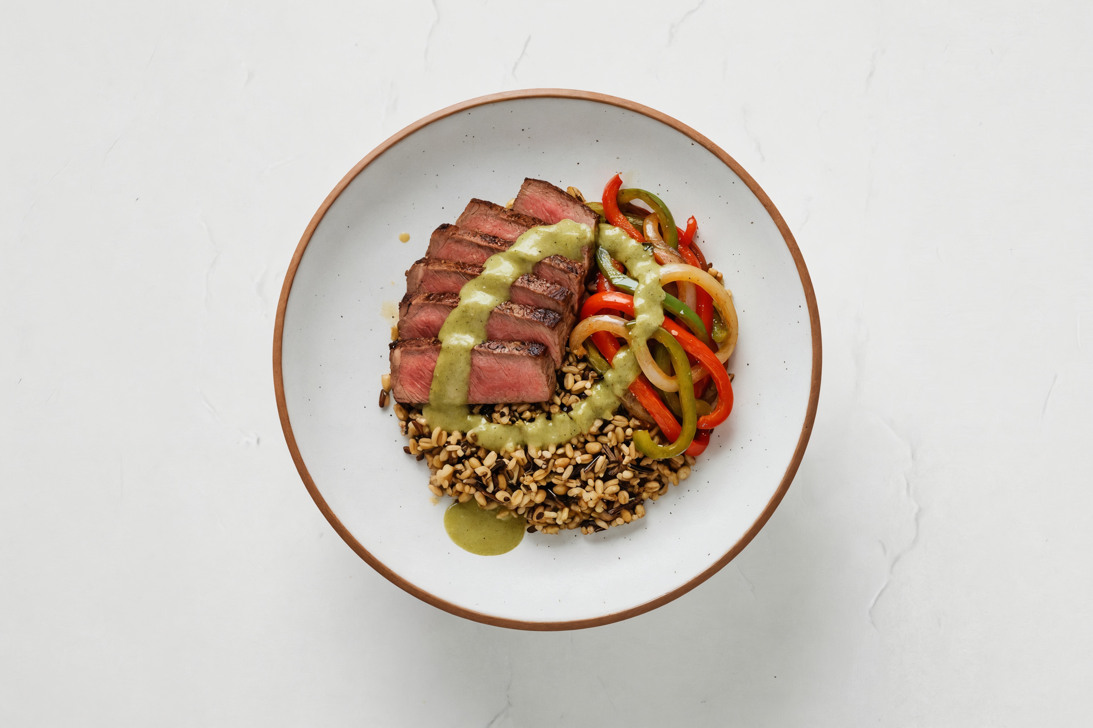 Ribeye & Veggie Grain Bowl with Green Chile
