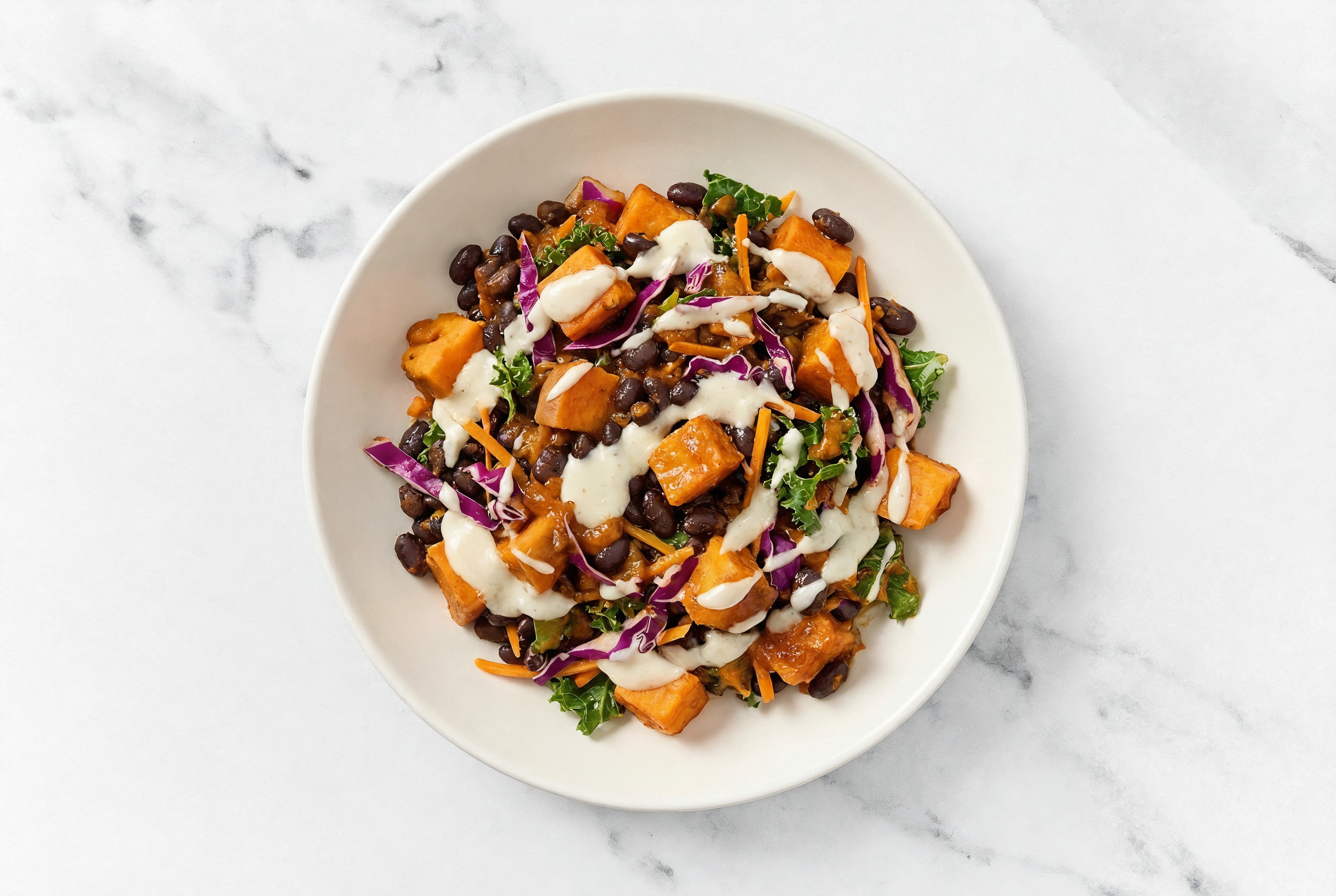 Sweet Potato Black Bean Tikka Masala + Garlic Rainbow Veggies