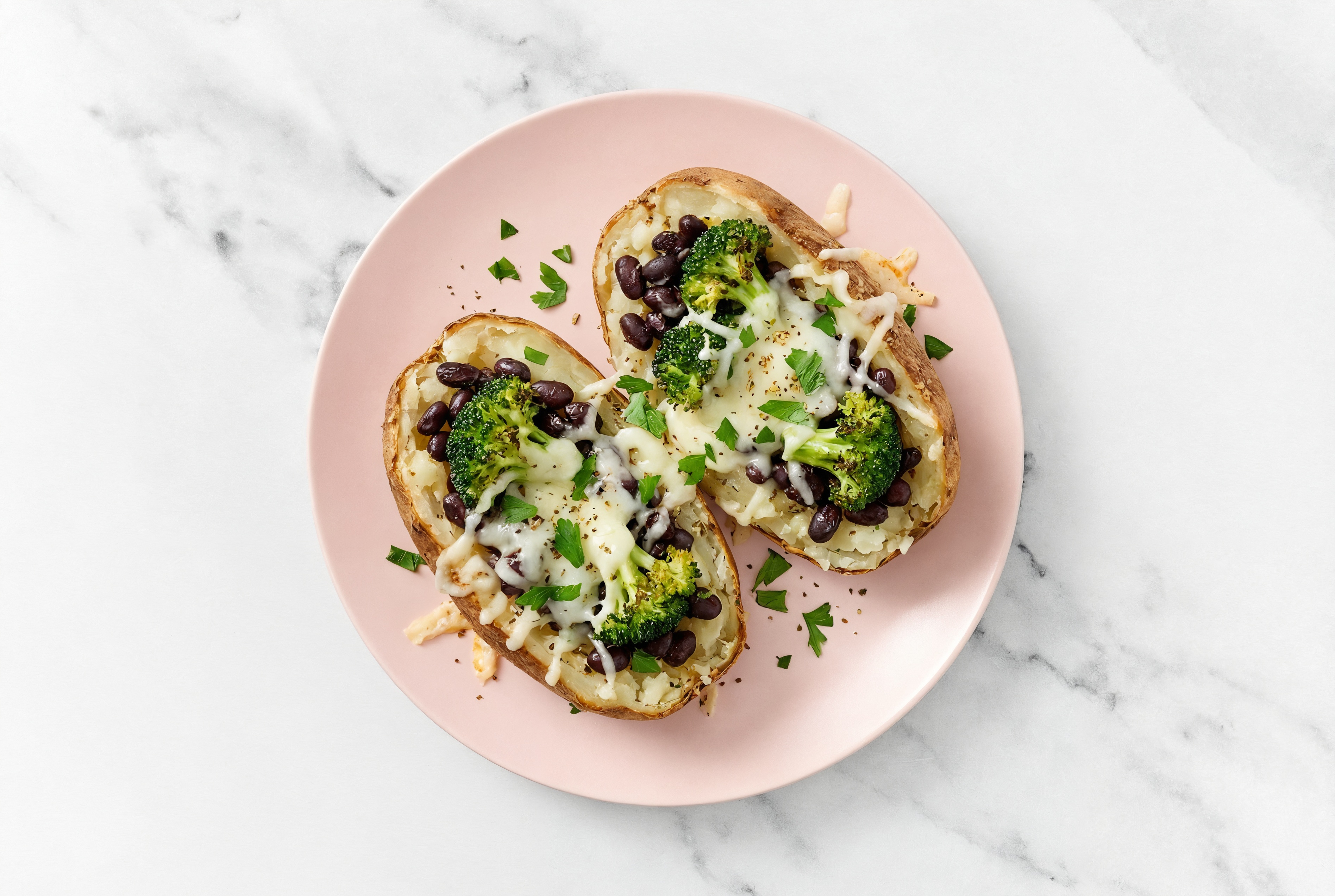 Russet Microwave-Ready Potato Stuffed with Za'atar Broccoli