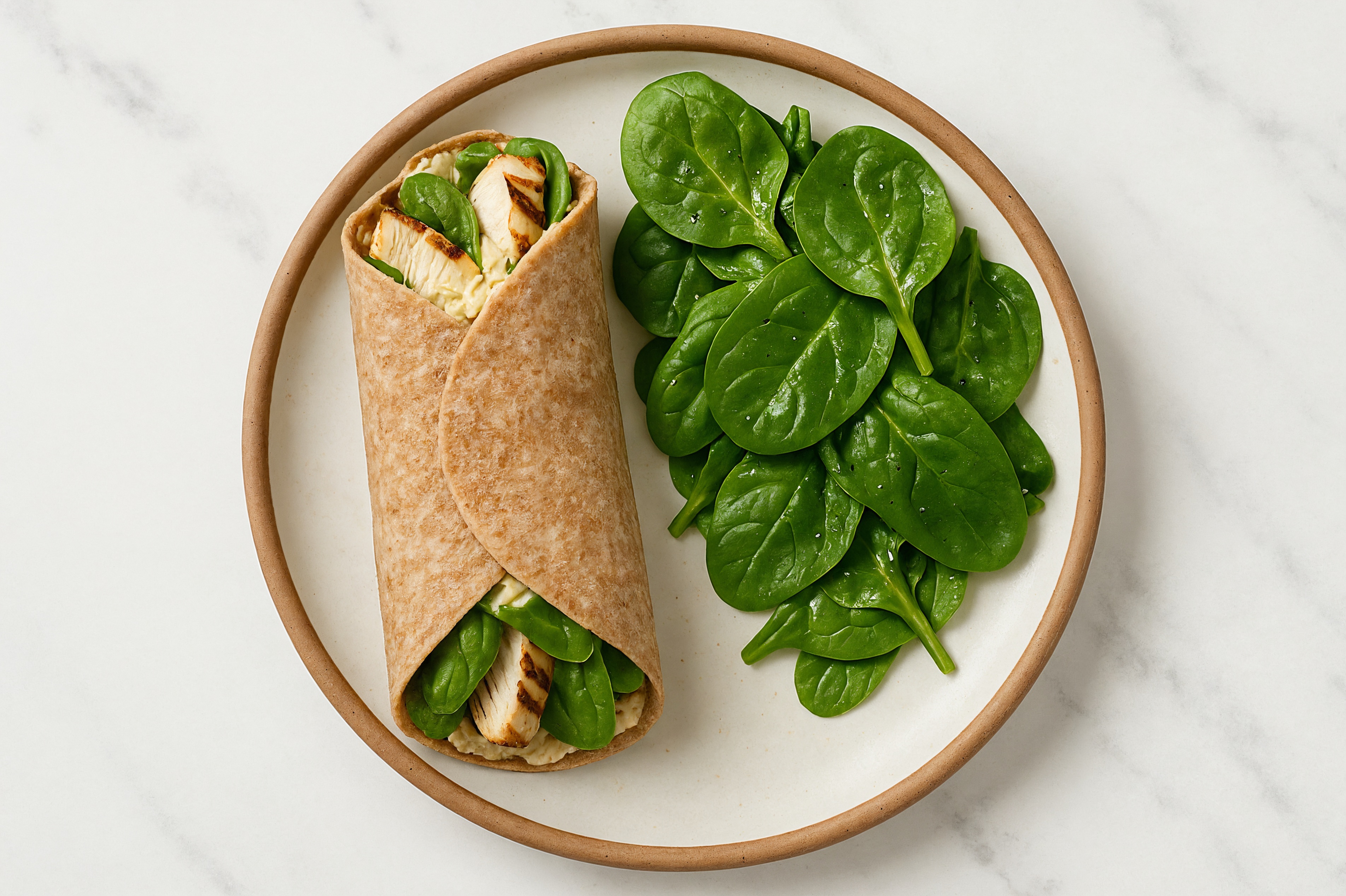 Herby Whole Grain Seasoned Grilled Chicken Breast + Lemon Dill Hummus Wrap