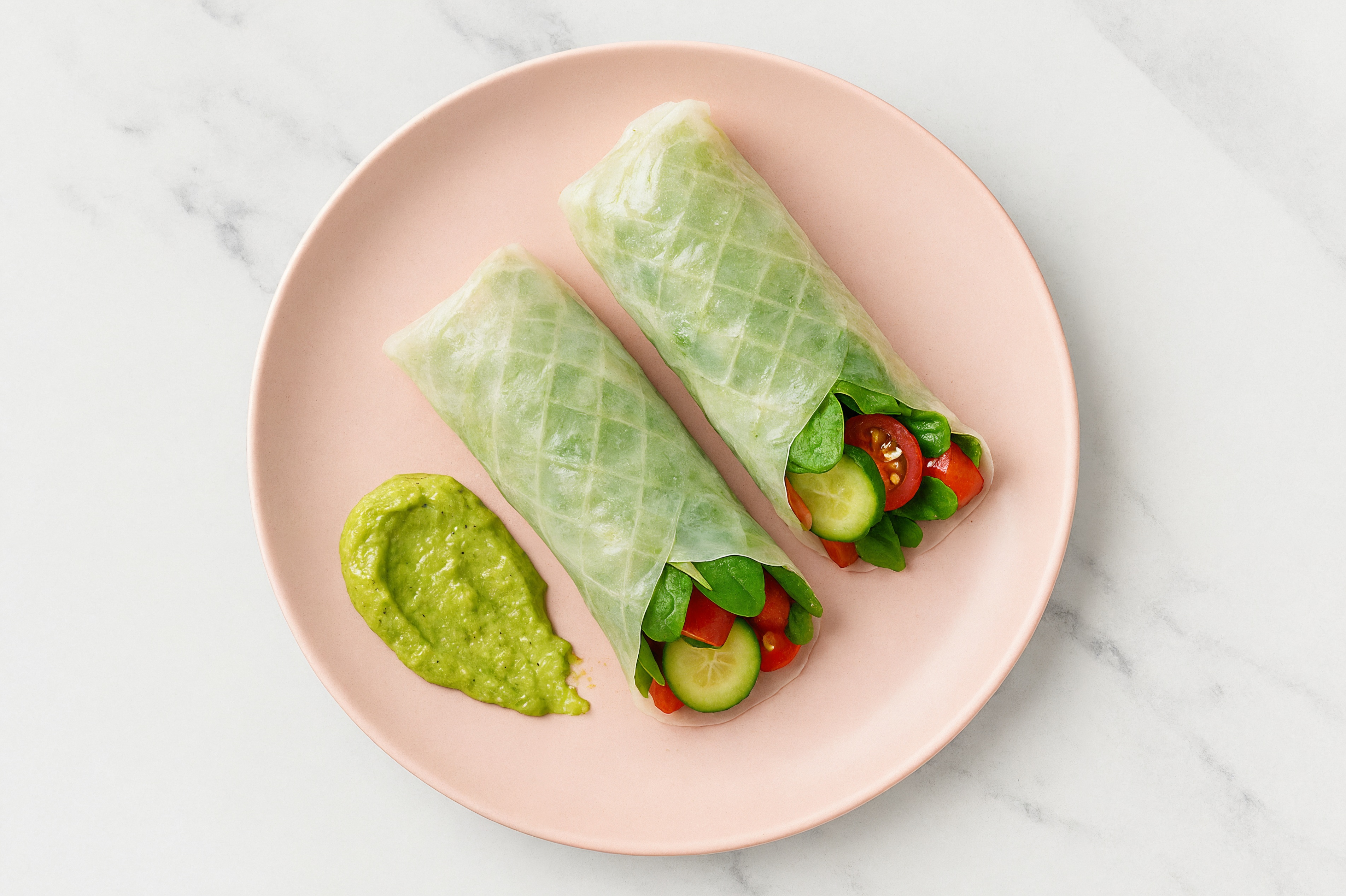 Garden Veggie Summer Rolls with Baby Spinach