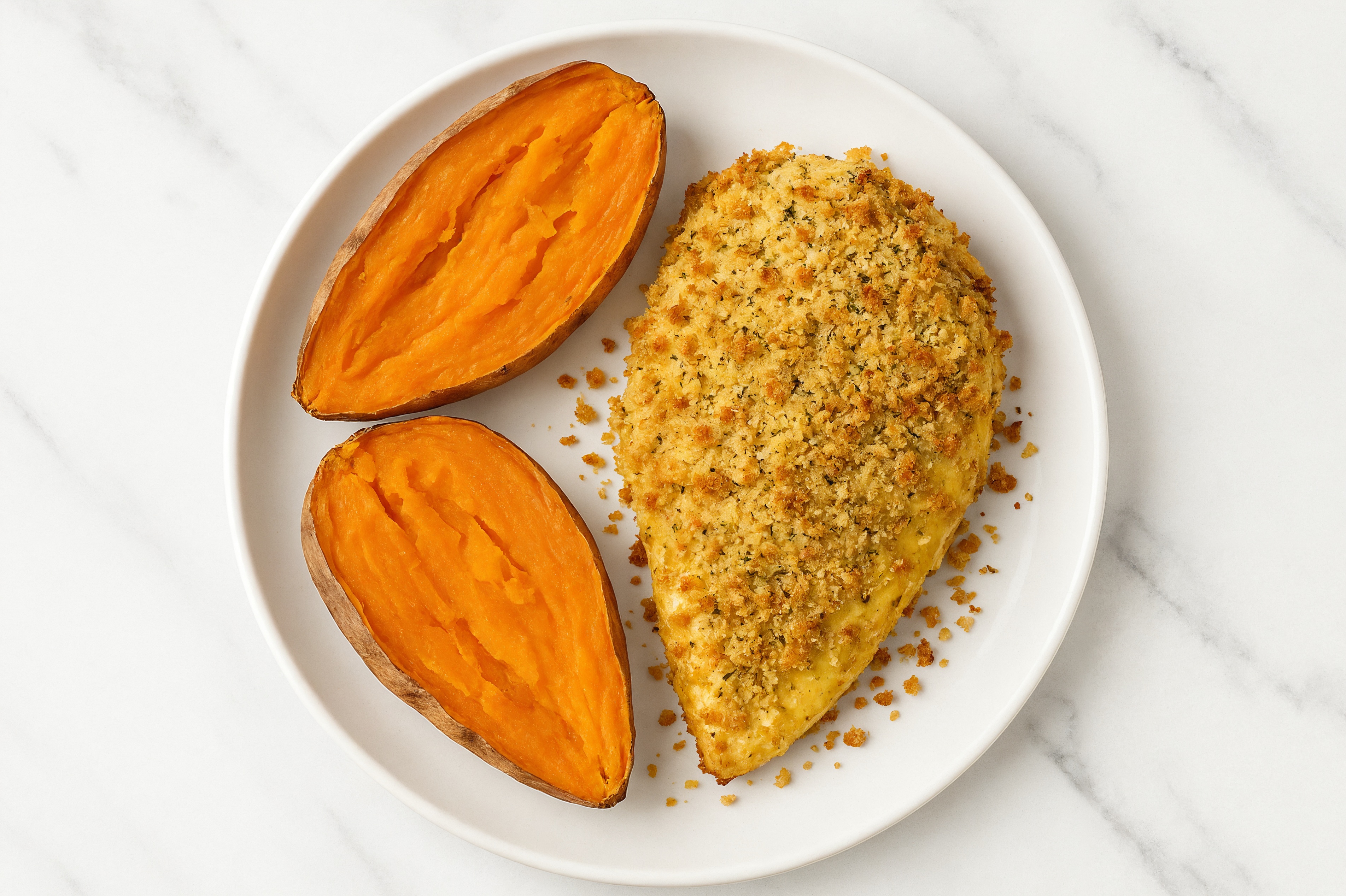 Honey Mustard Crusted Chicken + Sweet Potato