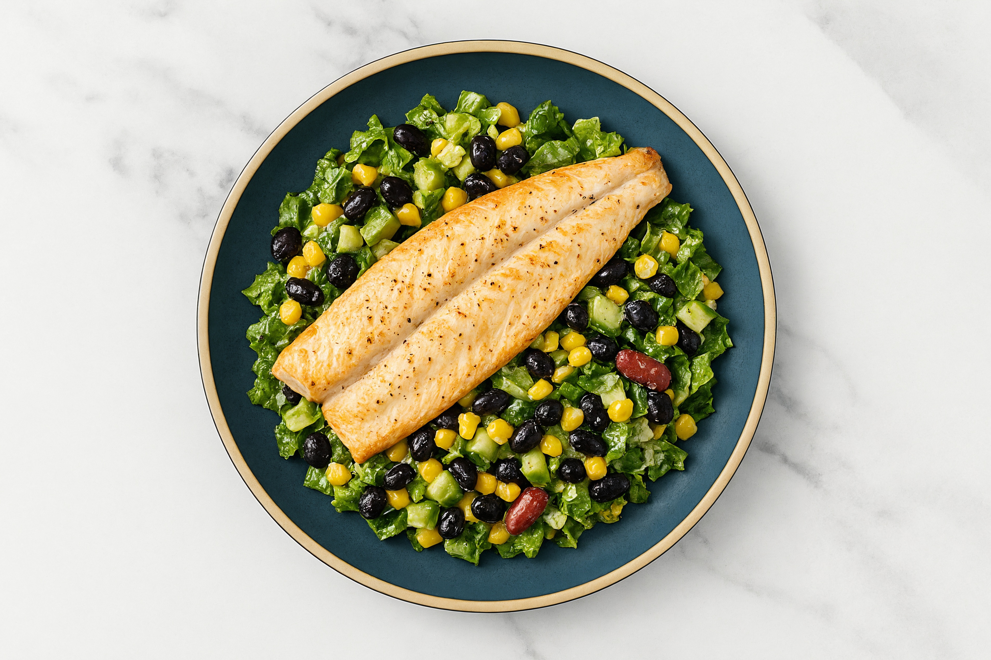 Green Leaf Salad with Trout, Beans & House Dressing
