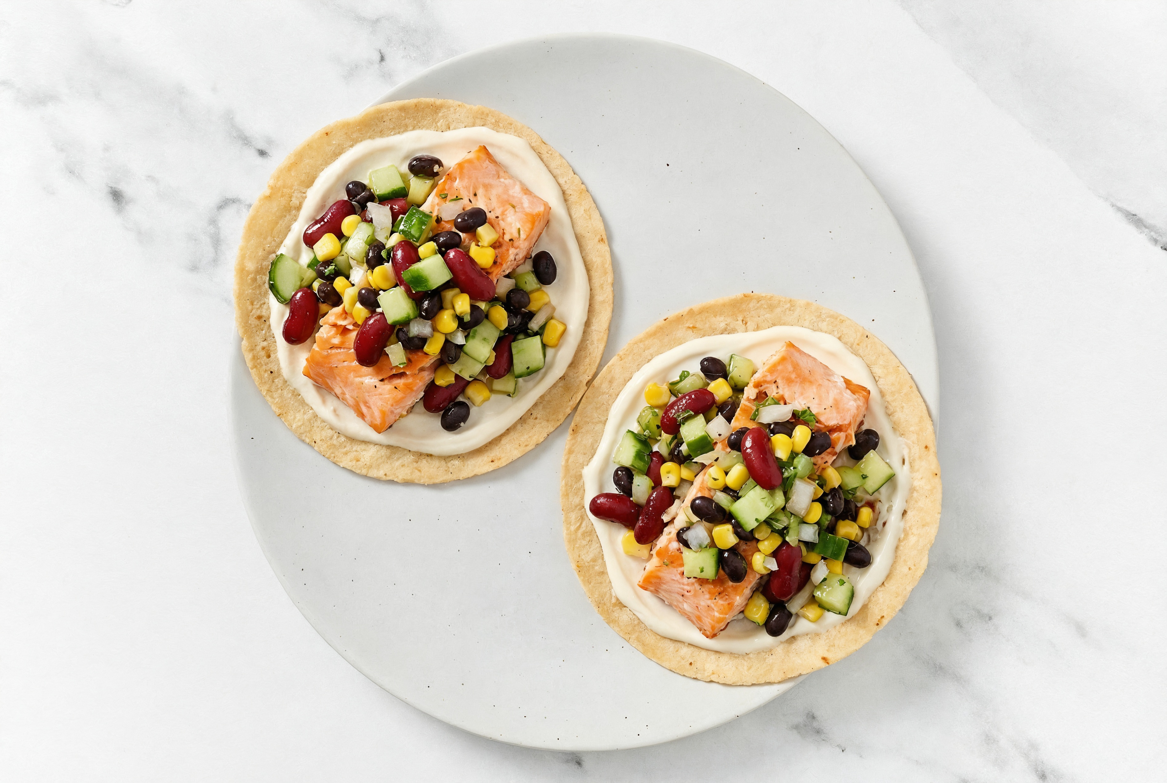 Hearty Roasted Salmon + Corn Tostada