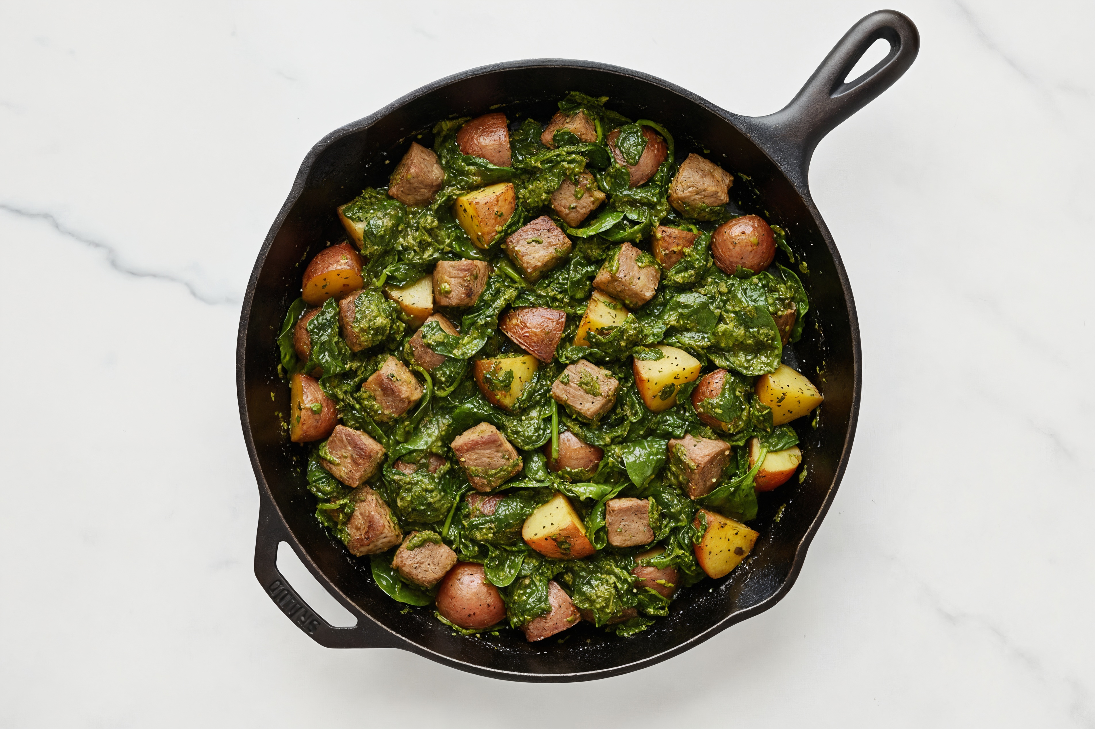 Lamb Saag with Red Potatoes + Organic Spinach Saute