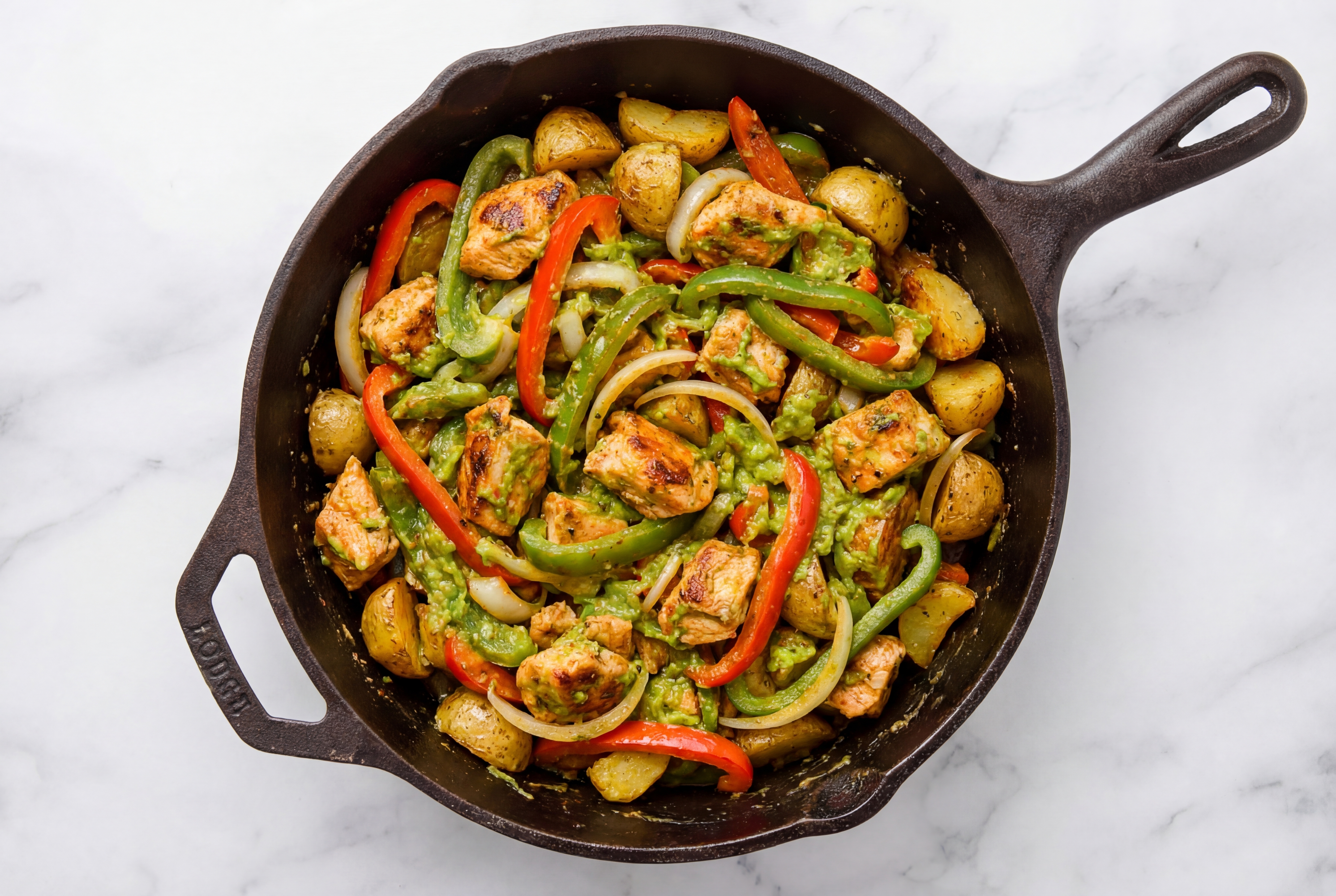 Chipotle Chicken + Avocado Rosemary Skillet Hash