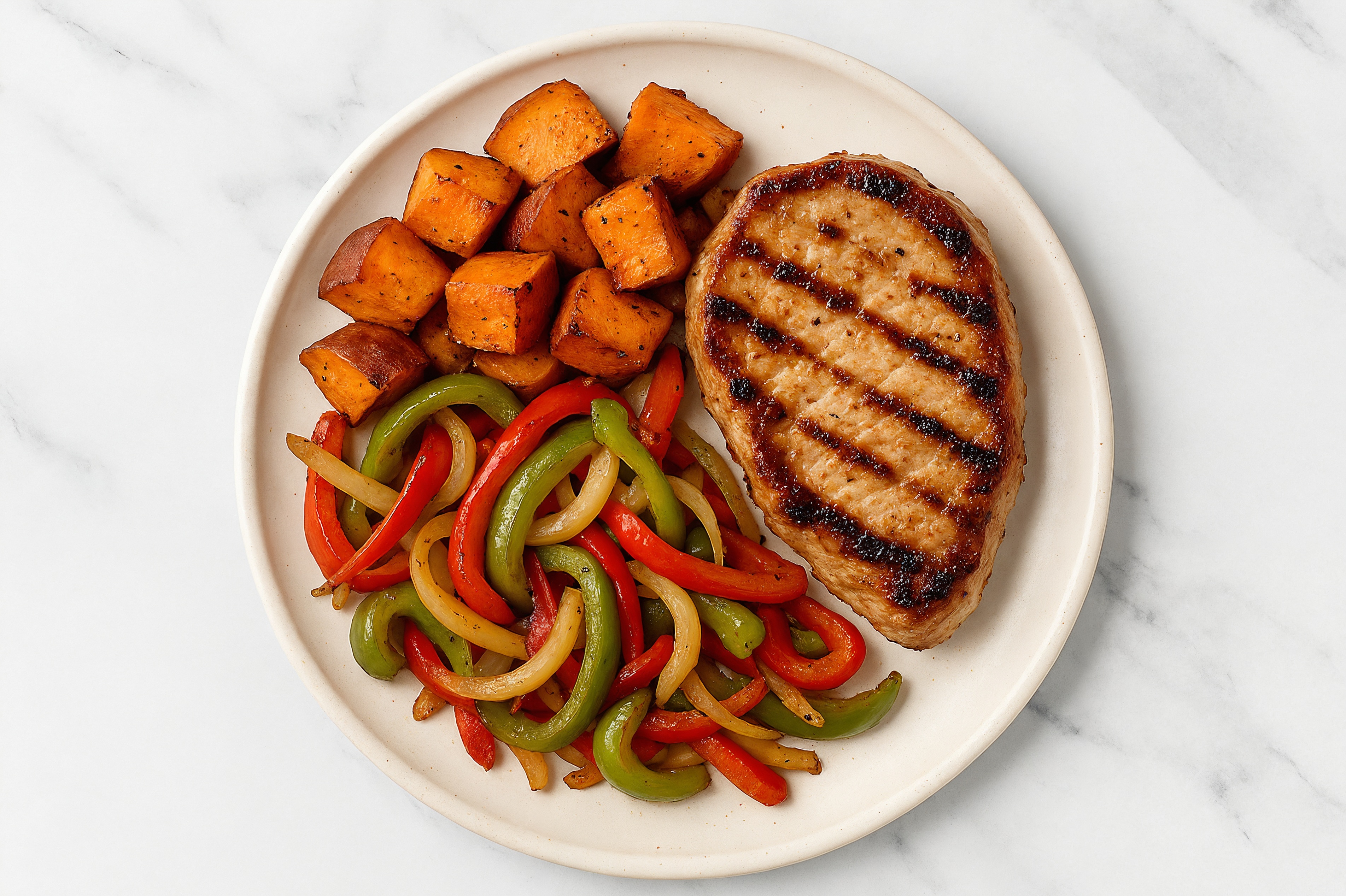Seared Pork Chop + Roasted Sweet Potatoes