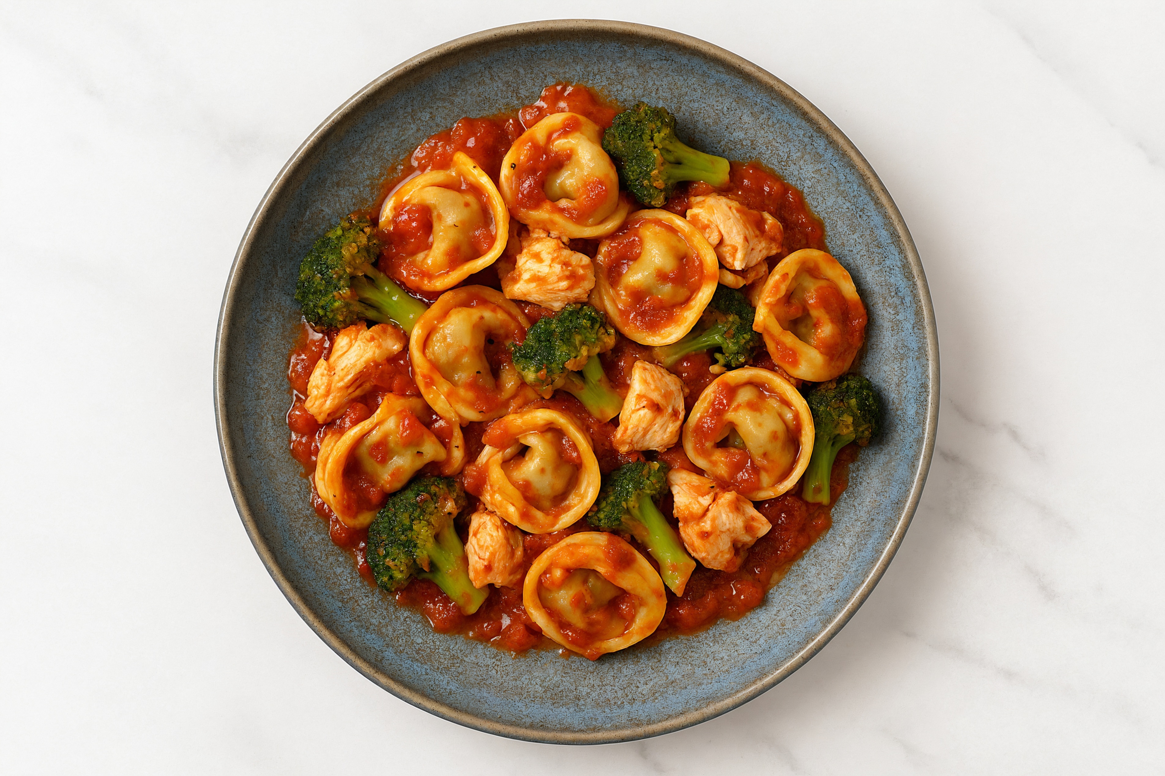 Tortellini Marinara with Chile Chicken & Broccoli