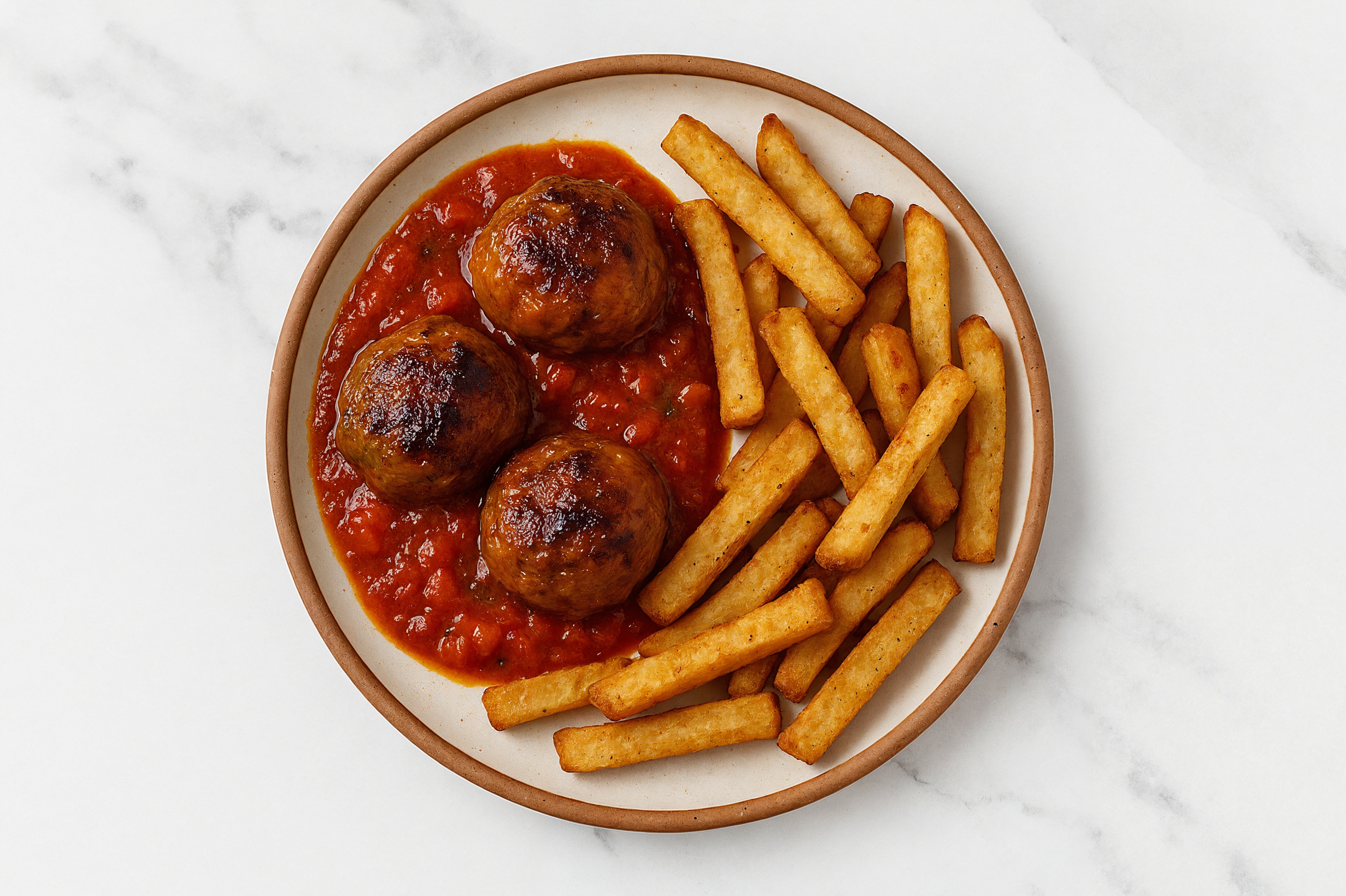 Marinara Meatballs + Veggie Super Fries