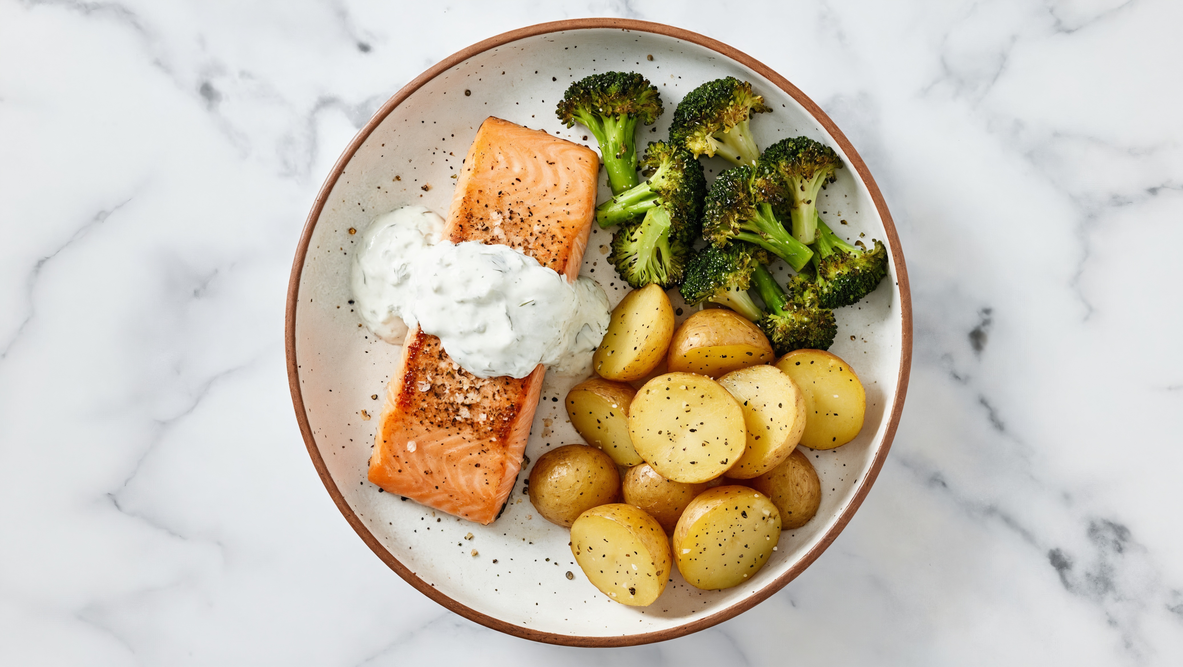 Tzatziki Atlantic Salmon with Organic Potatoes & Organic Broccoli