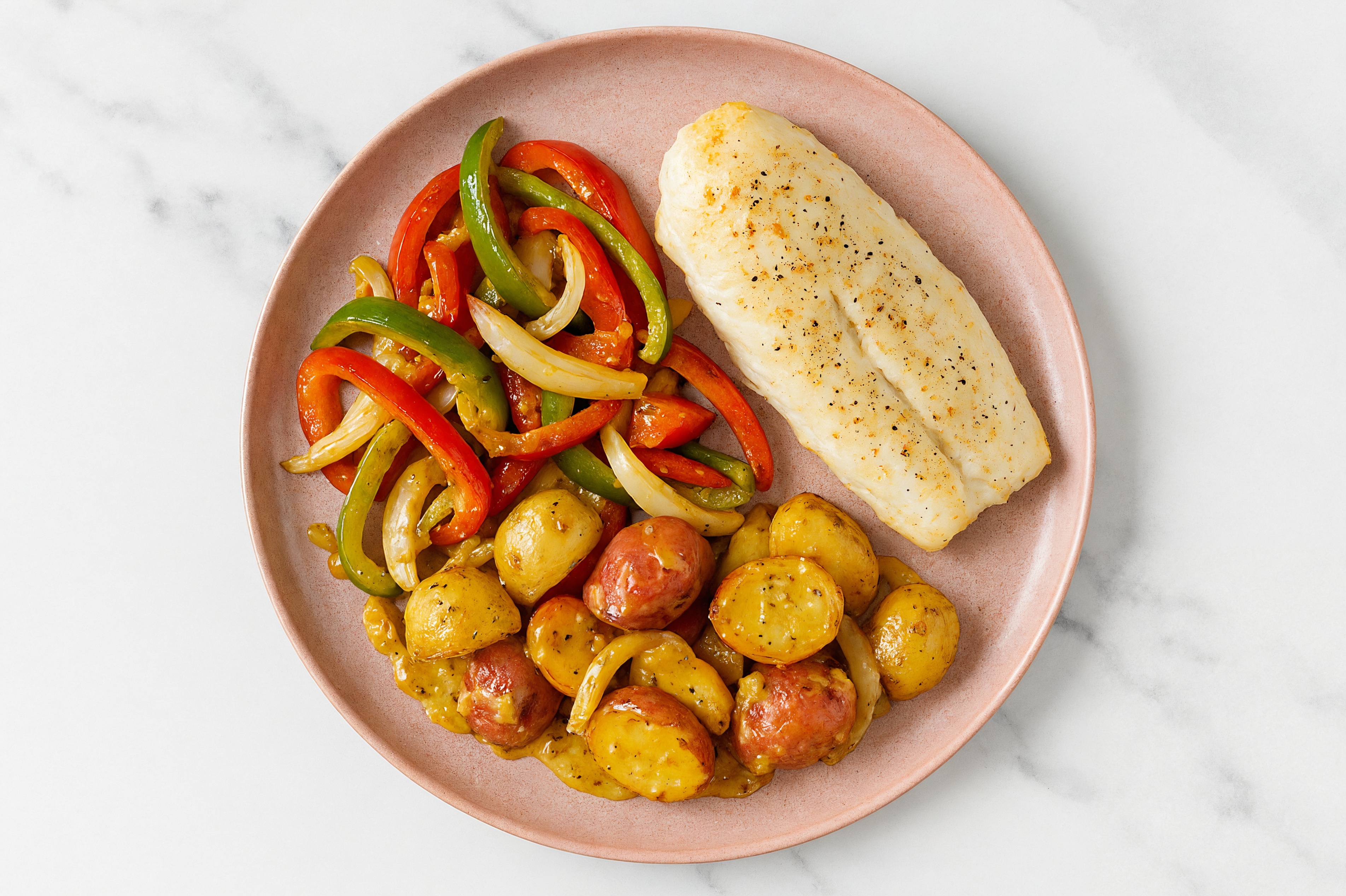 Sheet Pan Honey Mustard-Cod with Potatoes & Peppers
