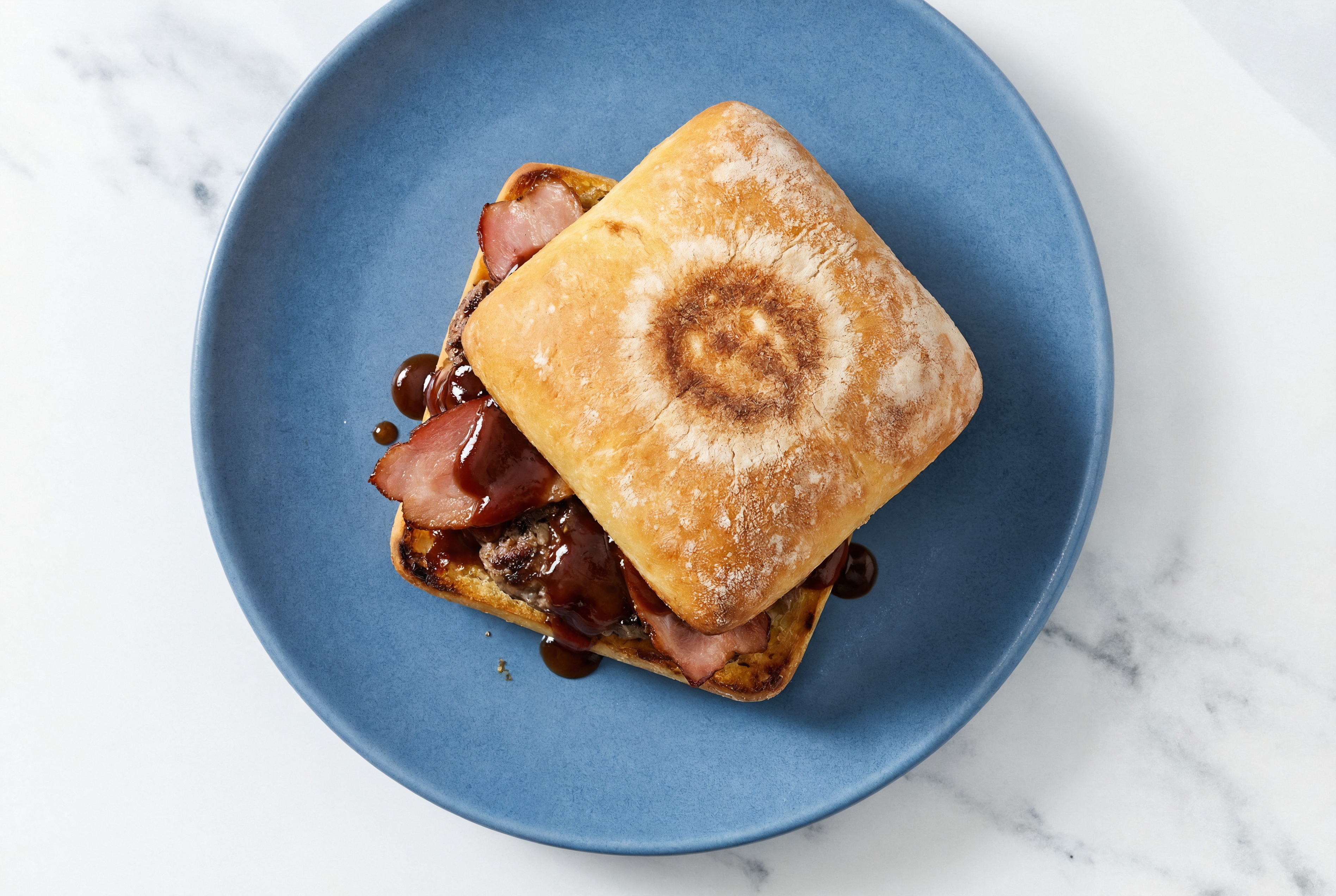 Beef Burger on Ciabatta with BBQ & Turkey Bacon with Original BBQ Sauce
