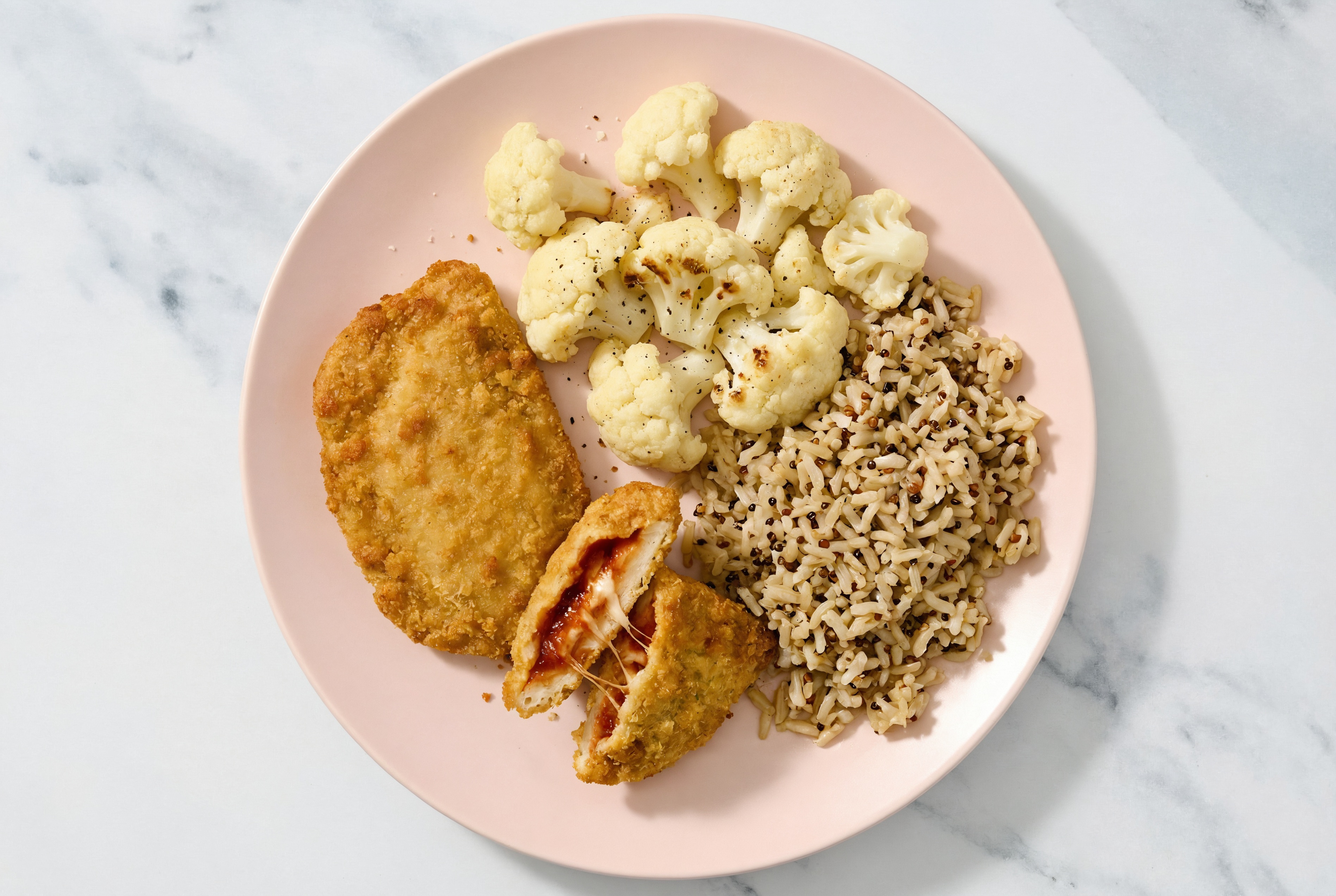 "Chicken" Parm with Cauliflower & Quinoa Blend