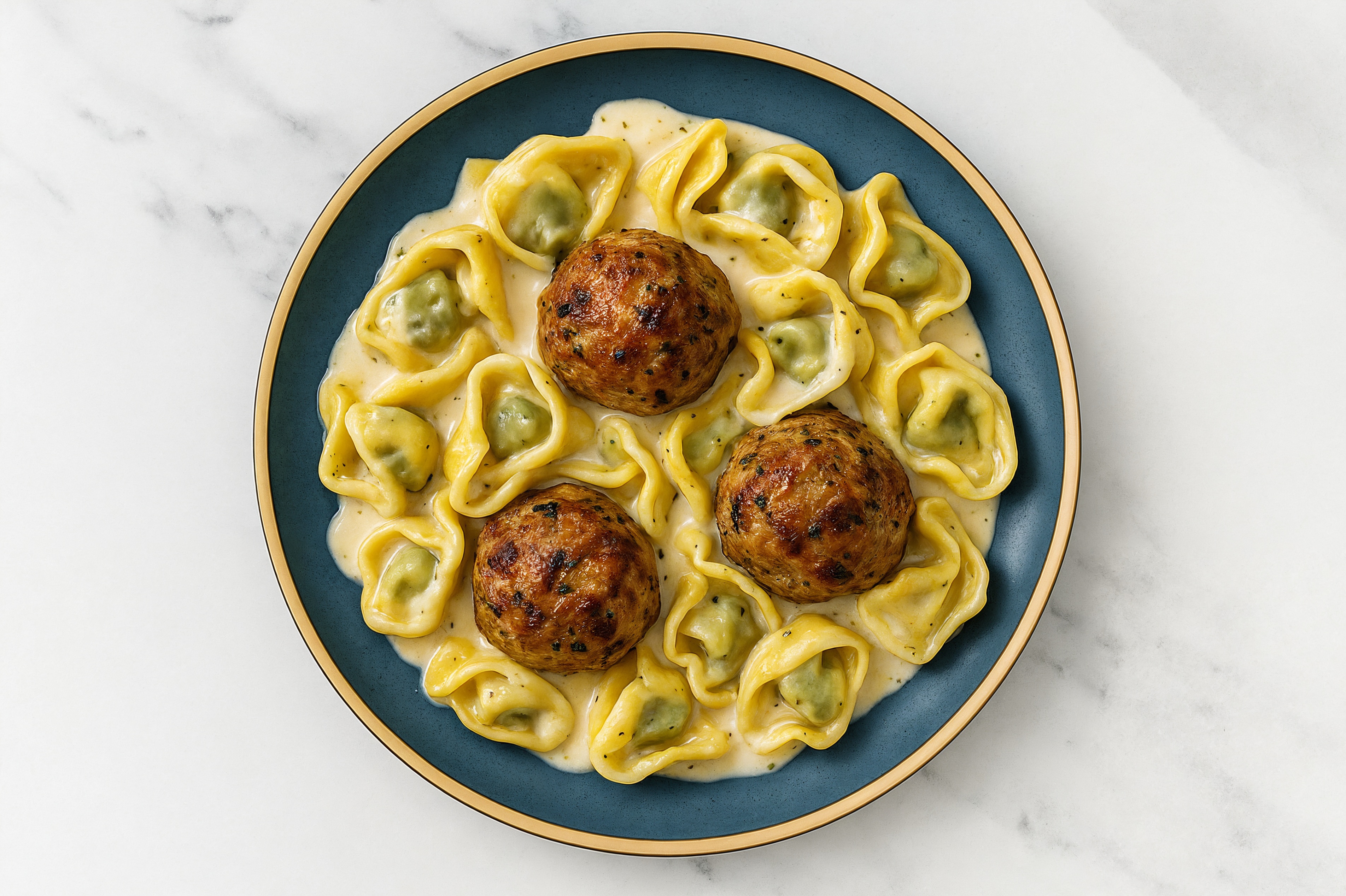 Alfredo Tortellini with Meatballs