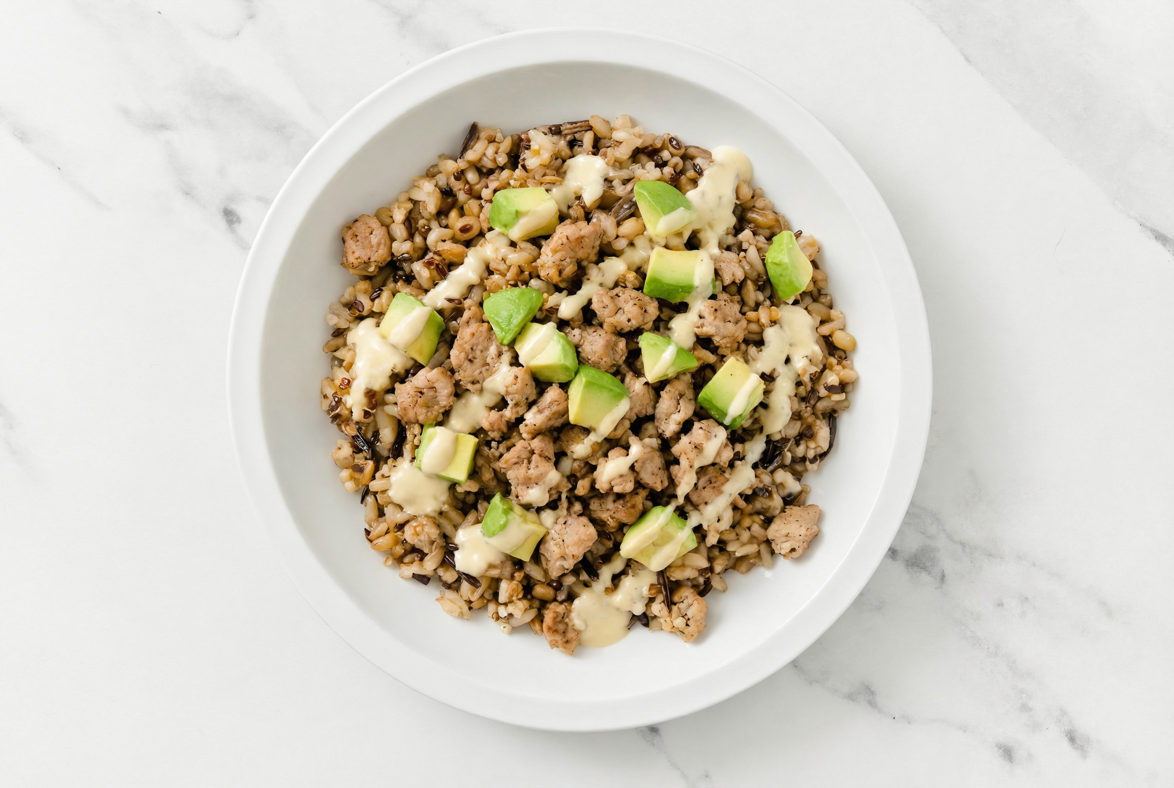 Ground Turkey & Avocado Grain Bowl with Creamy Horseradish