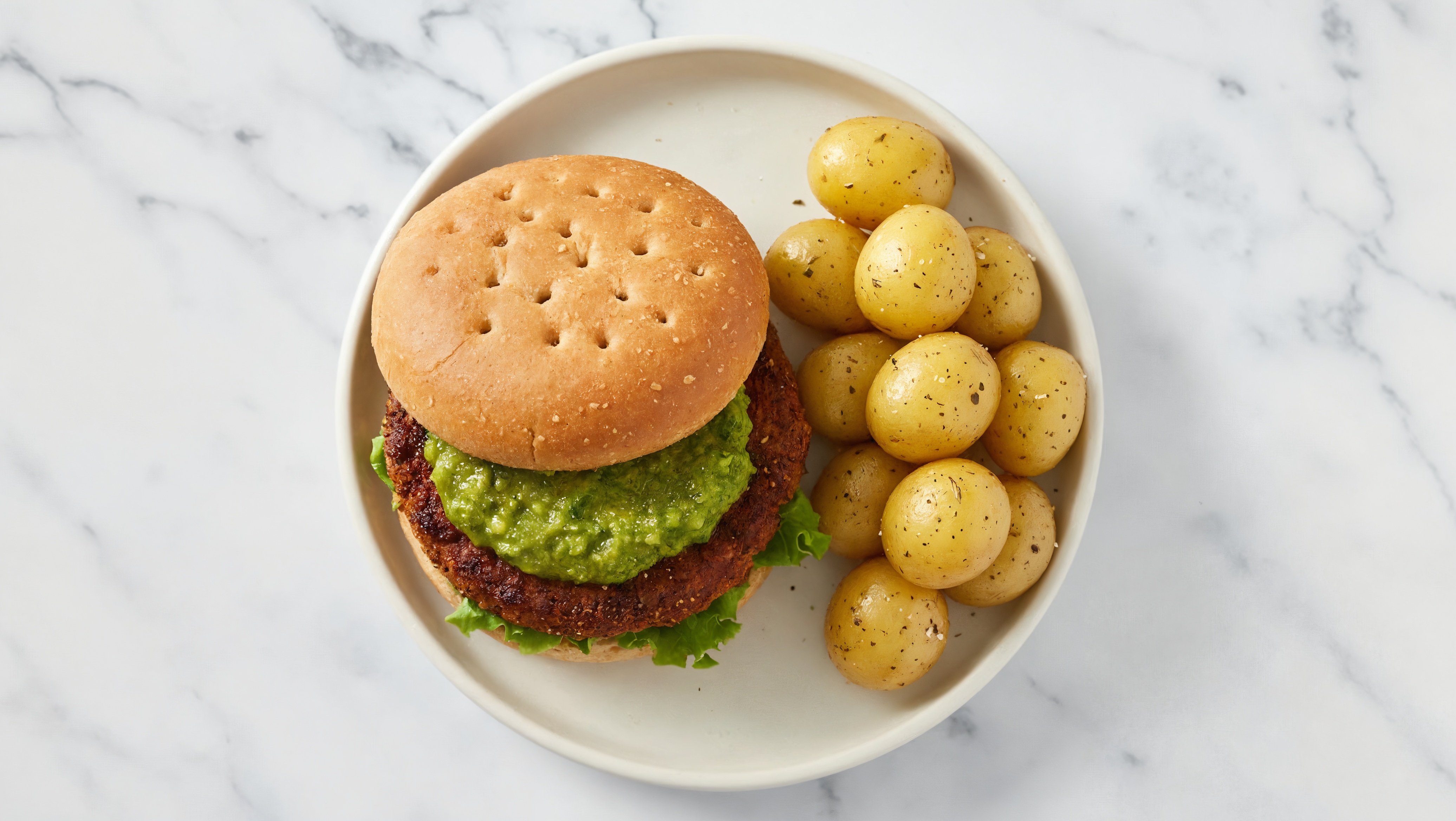 Green Chile Beyond Burger + Yellow Potatoes