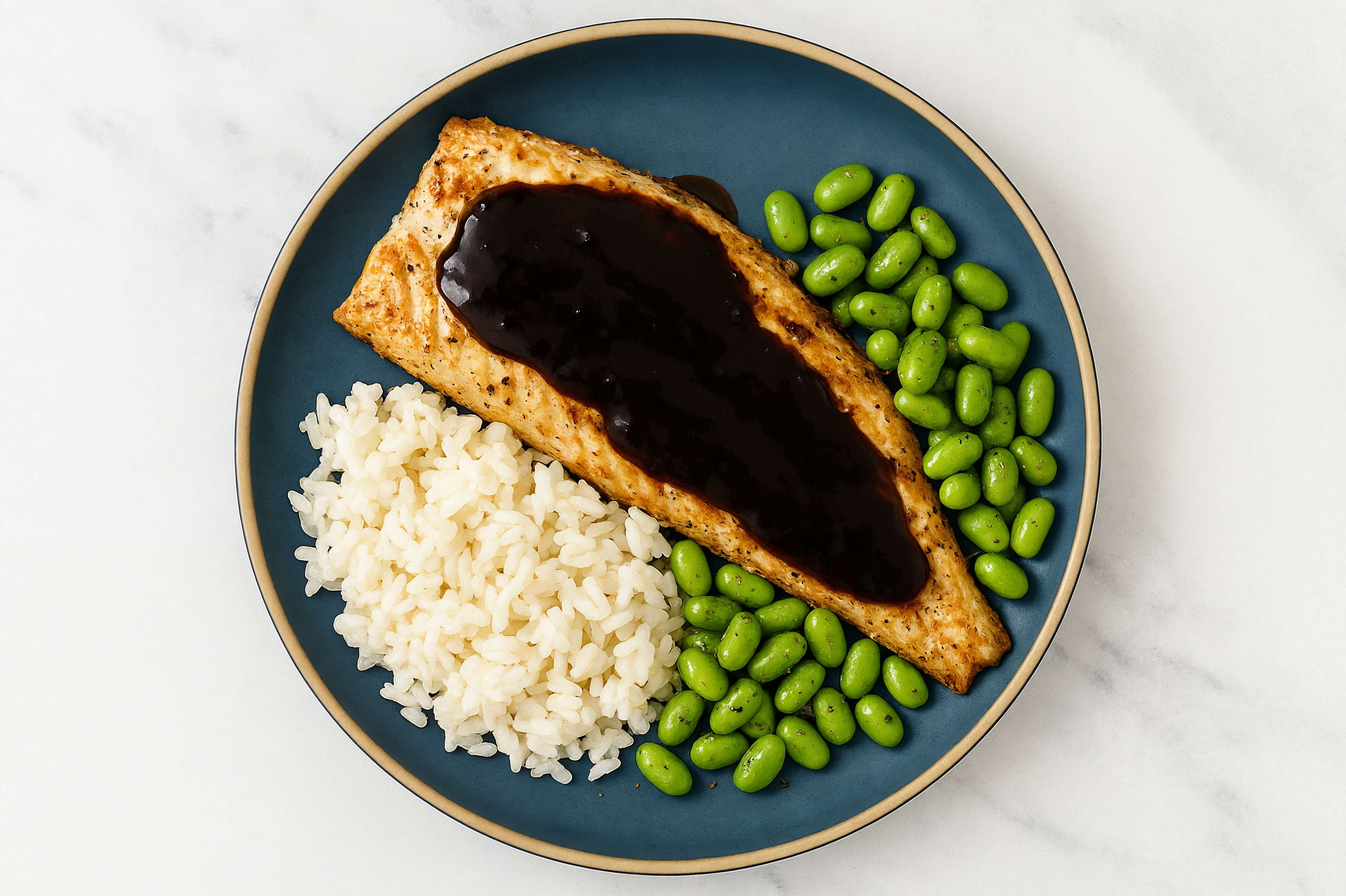 Japanese BBQ Trout + White Rice Bowl with Edamame