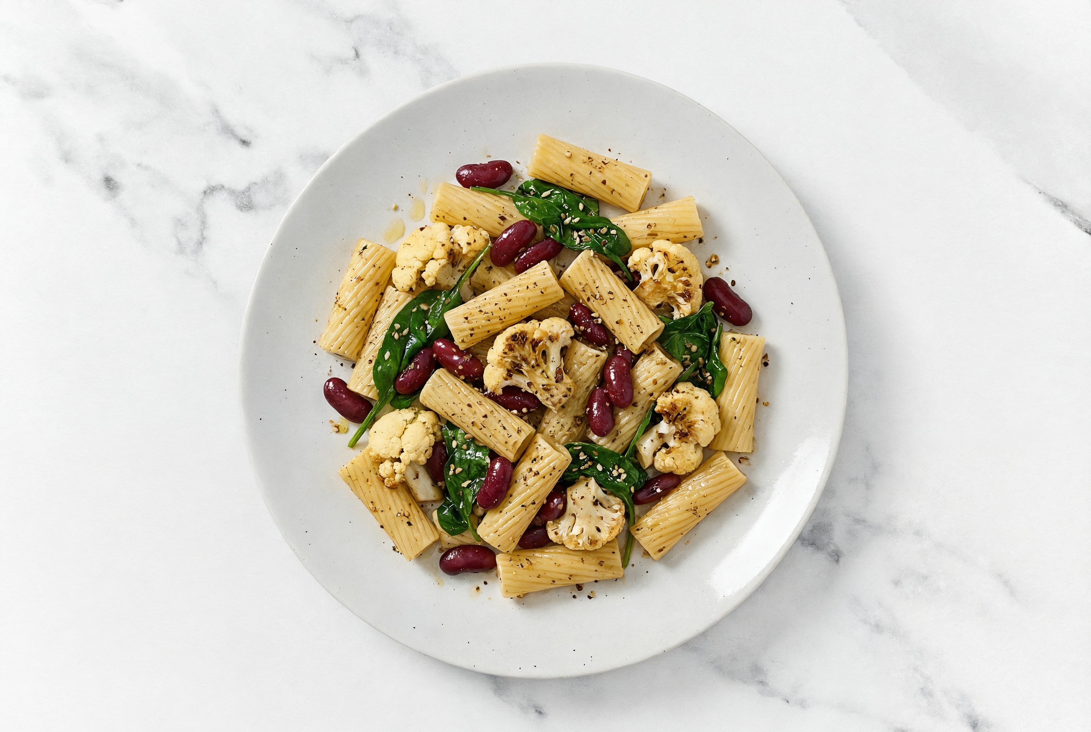 Rigatoni Bowl with Kidney Beanss + Cauliflower