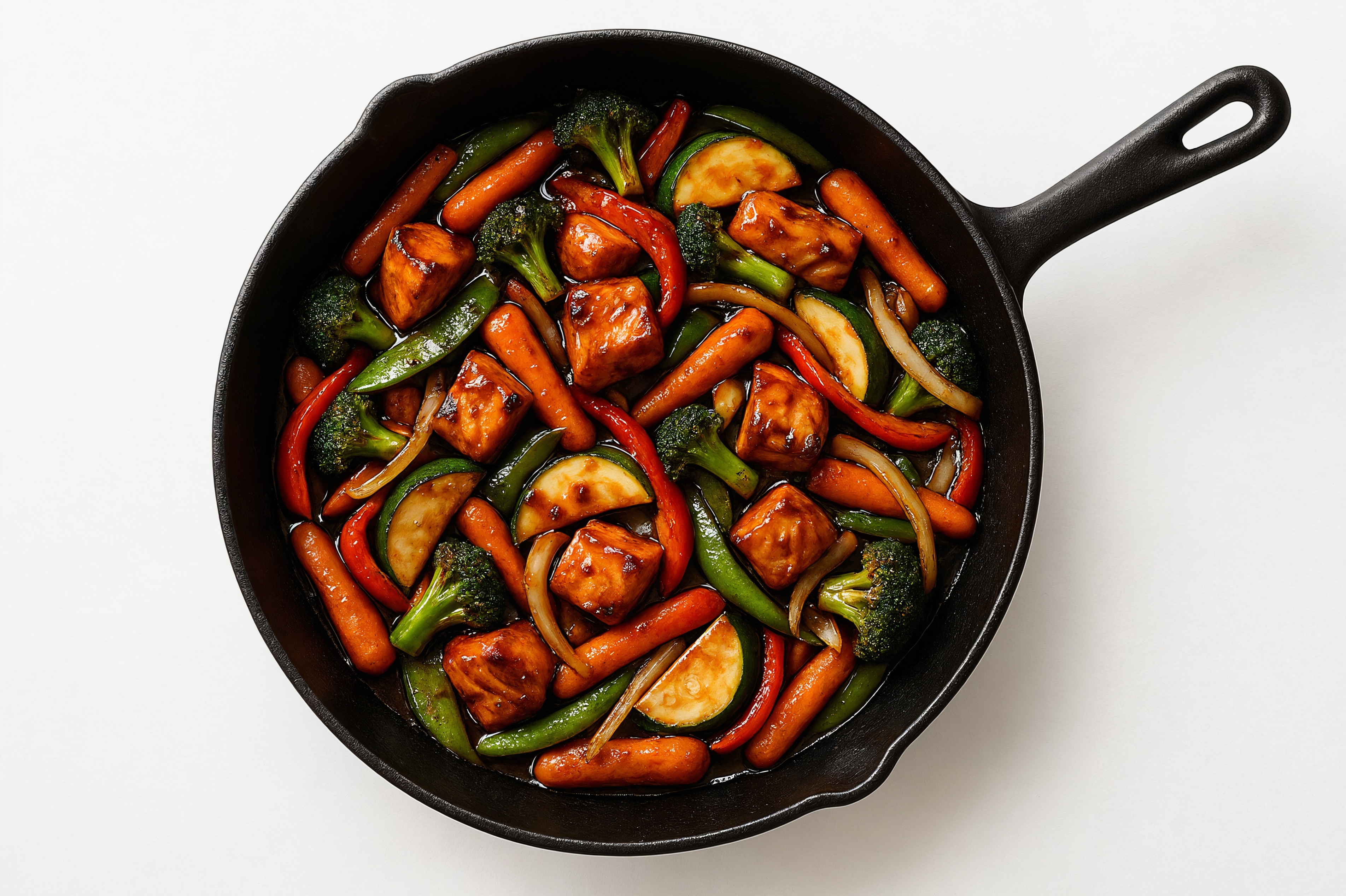 Japanese BBQ Salmon Stir-Fry with Mixed Veggies