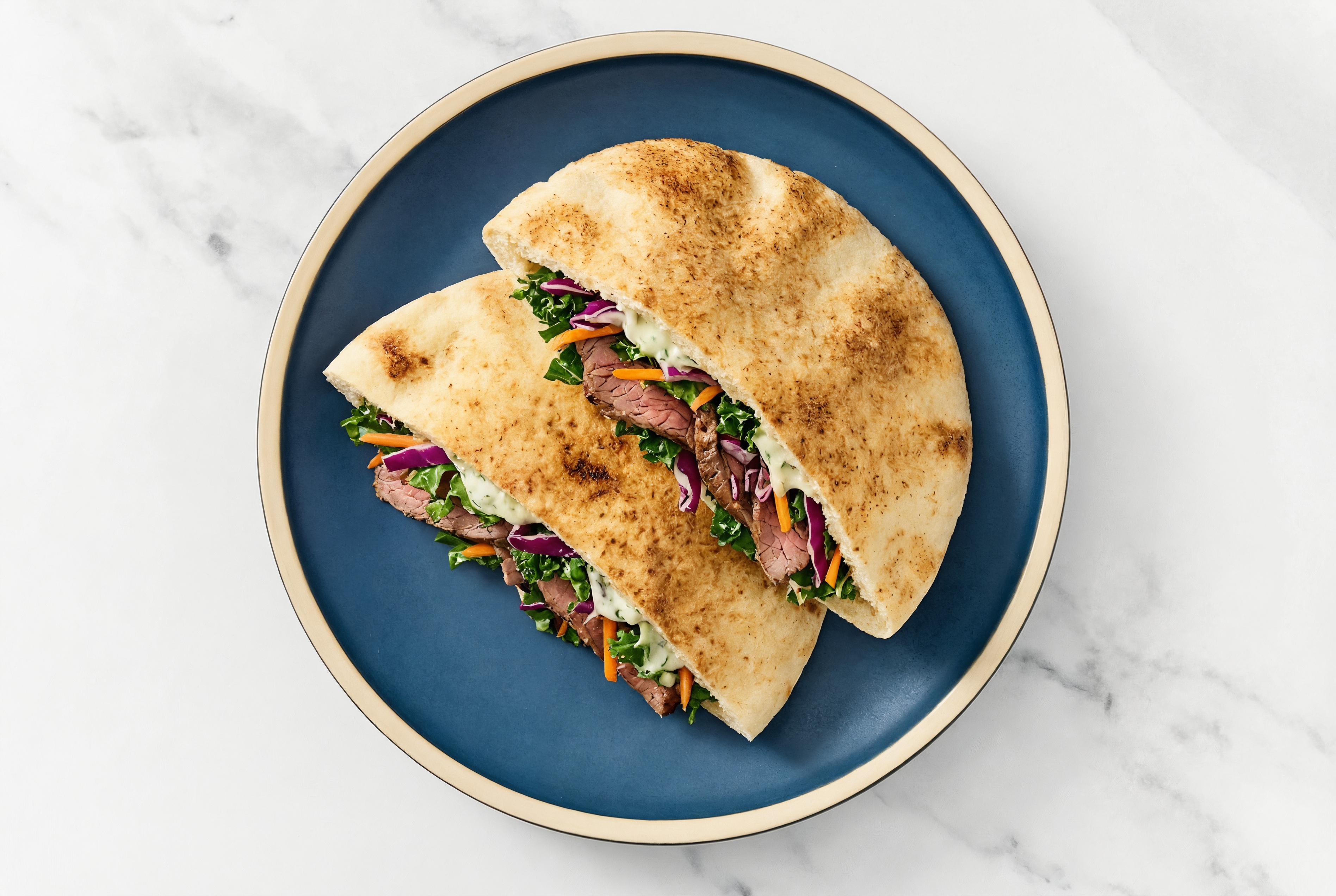 Cool n' Creamy Veggie + Shaved Ribeye Traditional Pita
