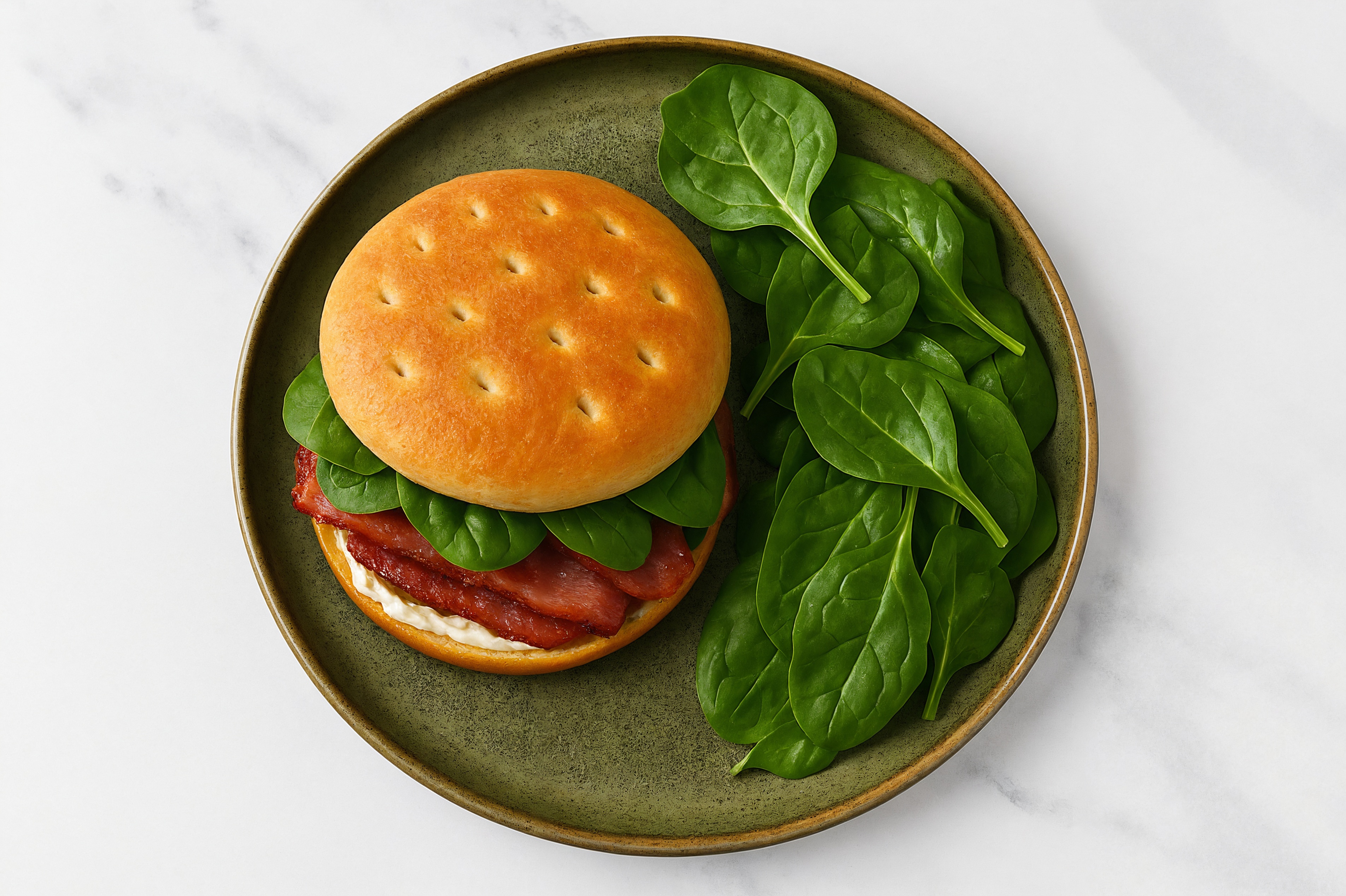 Rustic Dairy-Free Cream Cheez + Turkey Bacon Sandwich with Baby Spinach
