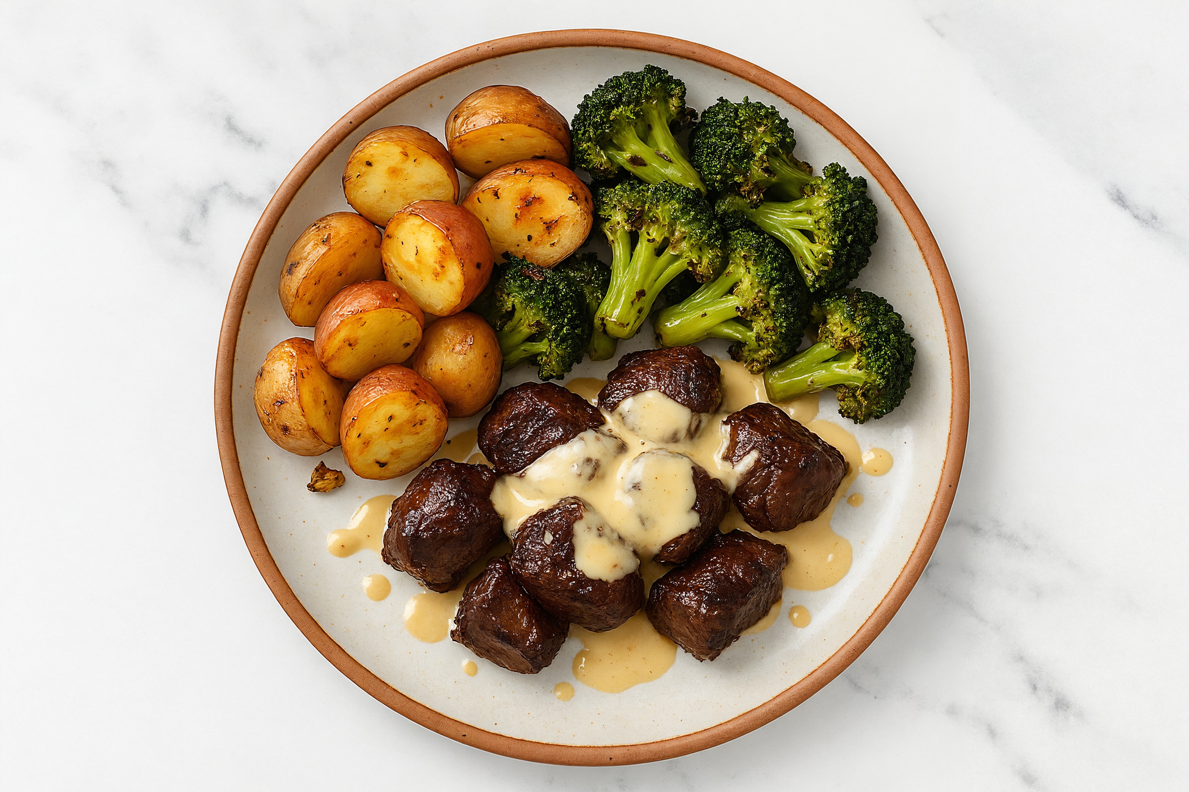 Miso Seared Lamb with Creamer Potatoes & Broccoli