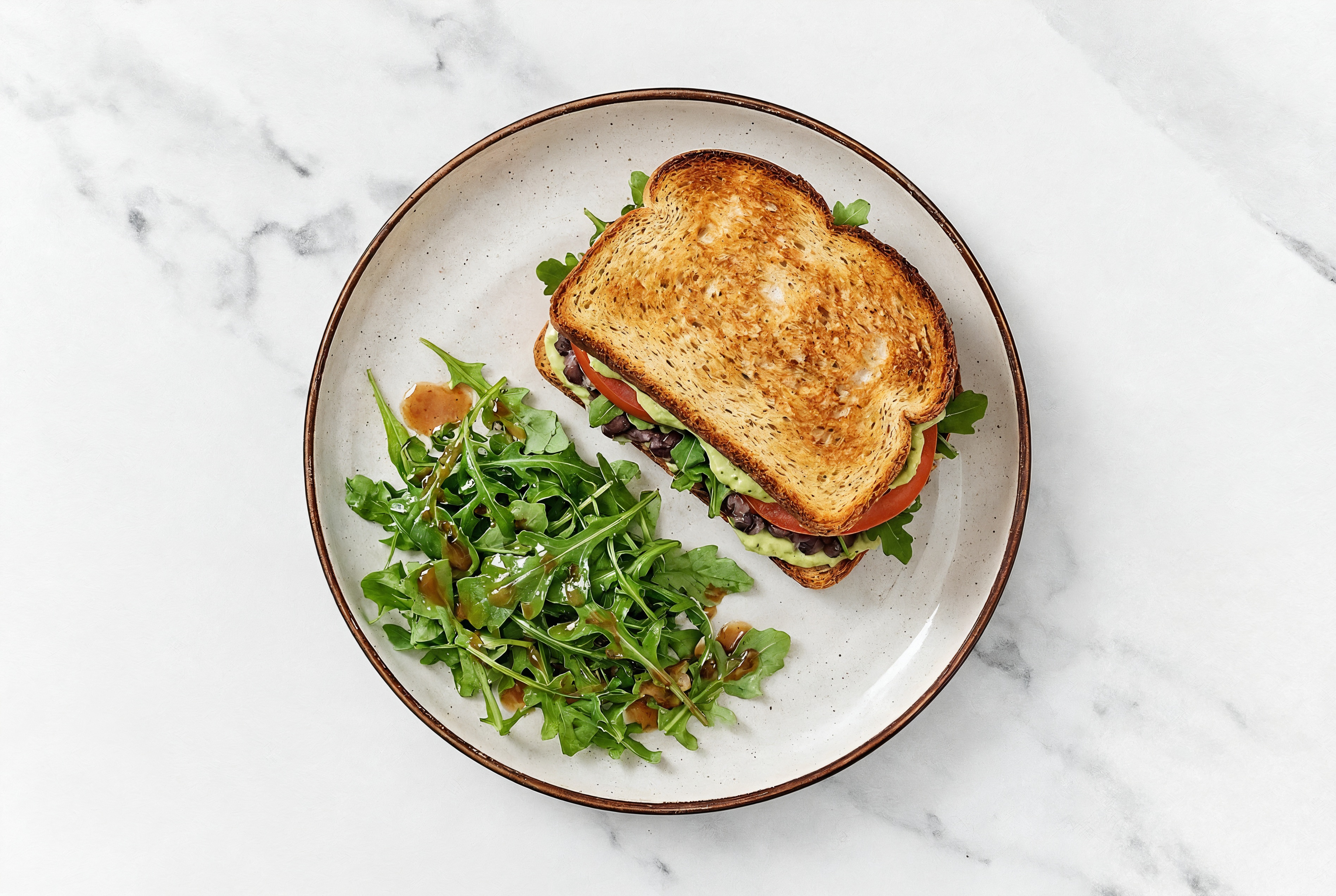 Pesto Black Bean Smash Sammie + Side Salad