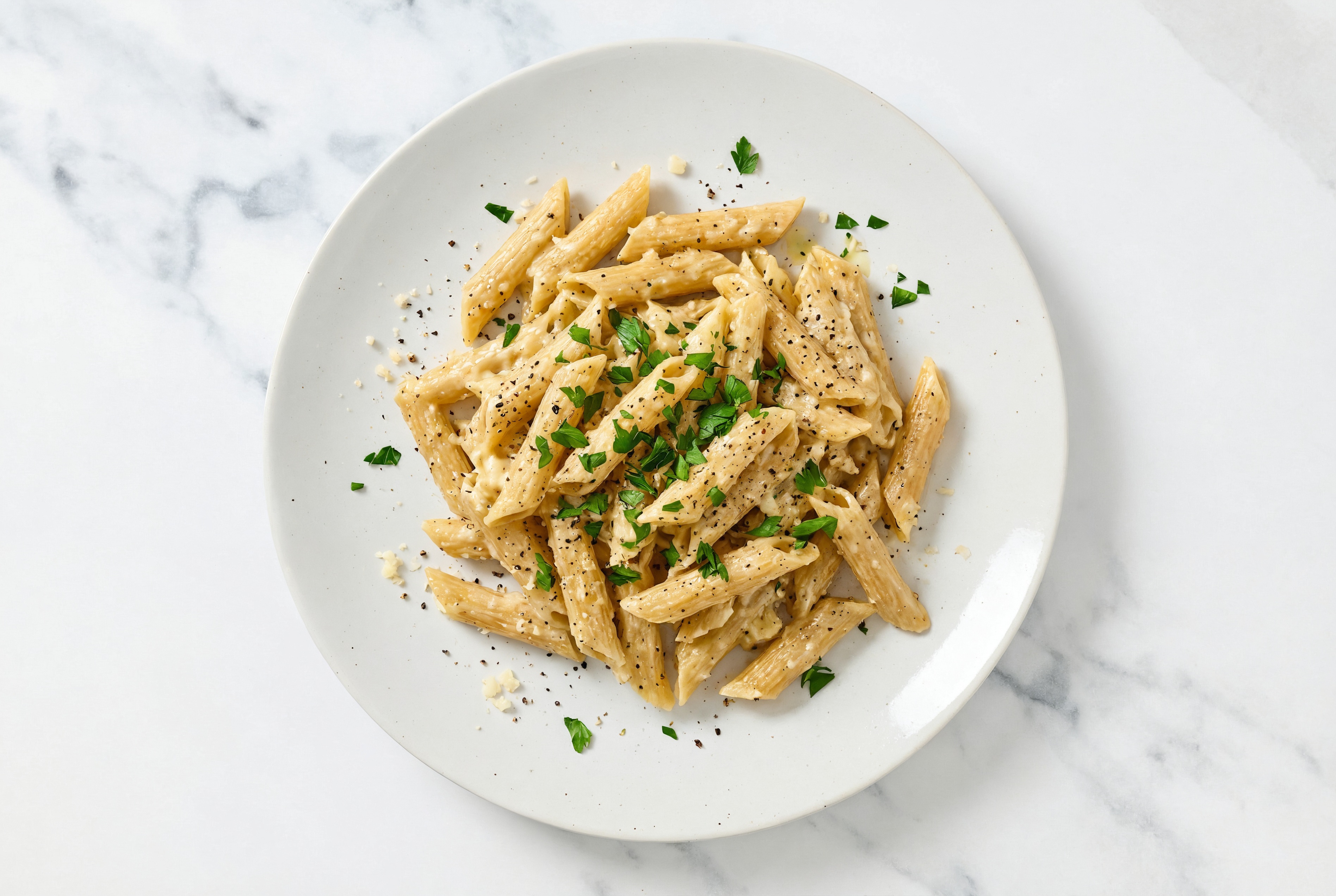 Herby Easy Sourdough Penne Rigate Cacio e Pepe