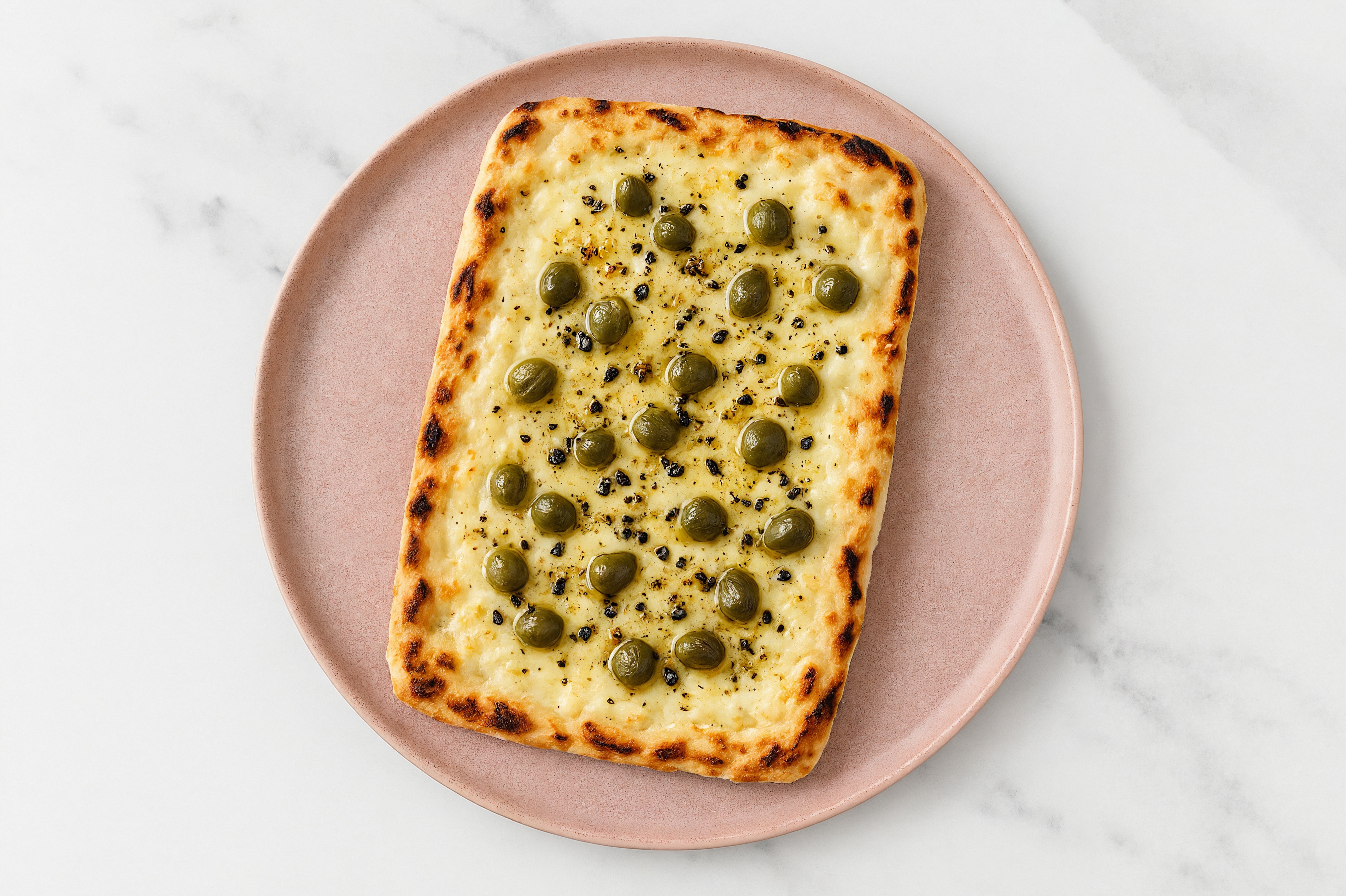 Herby Parmesan Caper White Wood Grilled Pizza Crusts