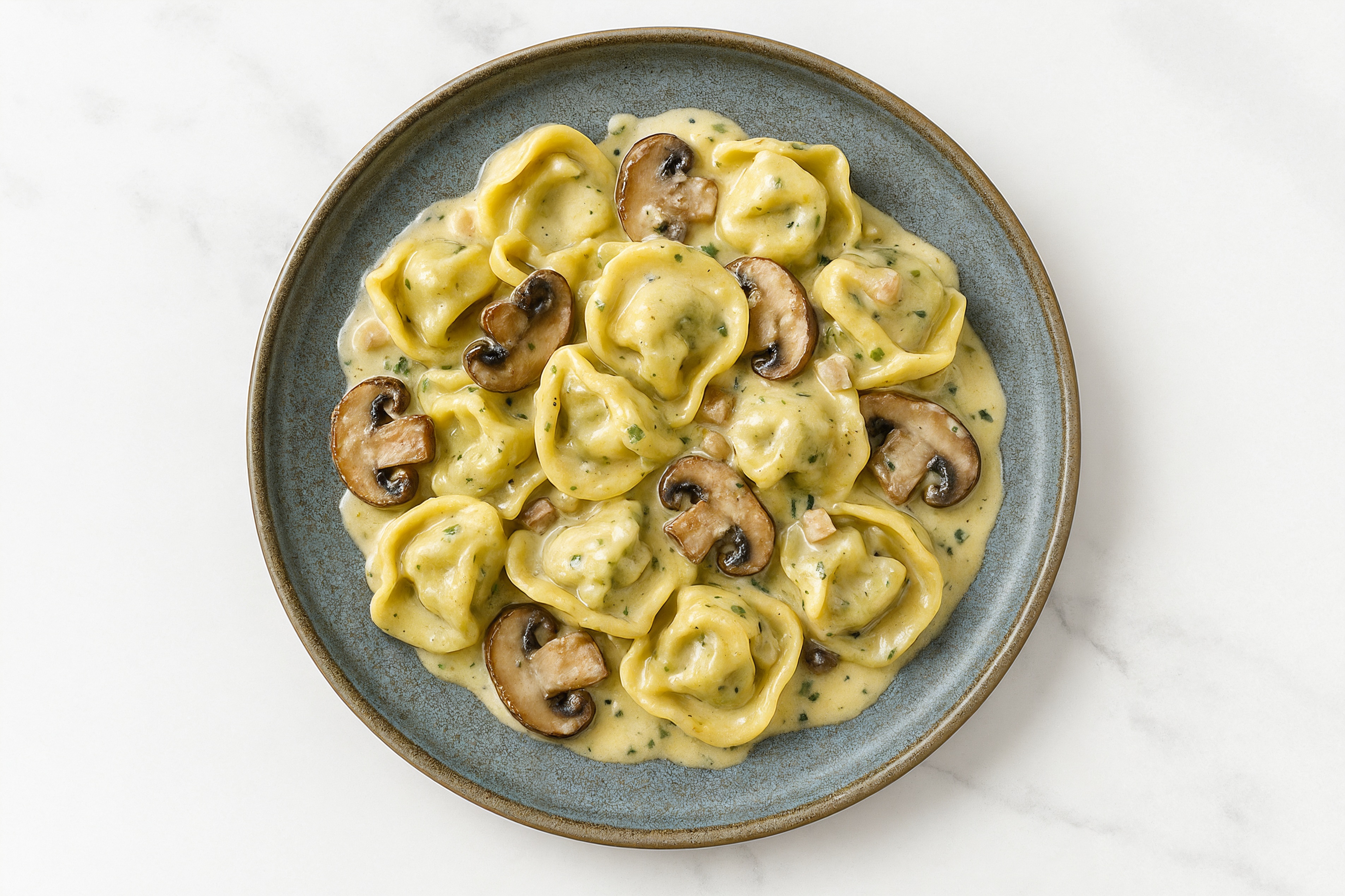 Cheese Tortellini + Mushroom Herb Cream Sauce