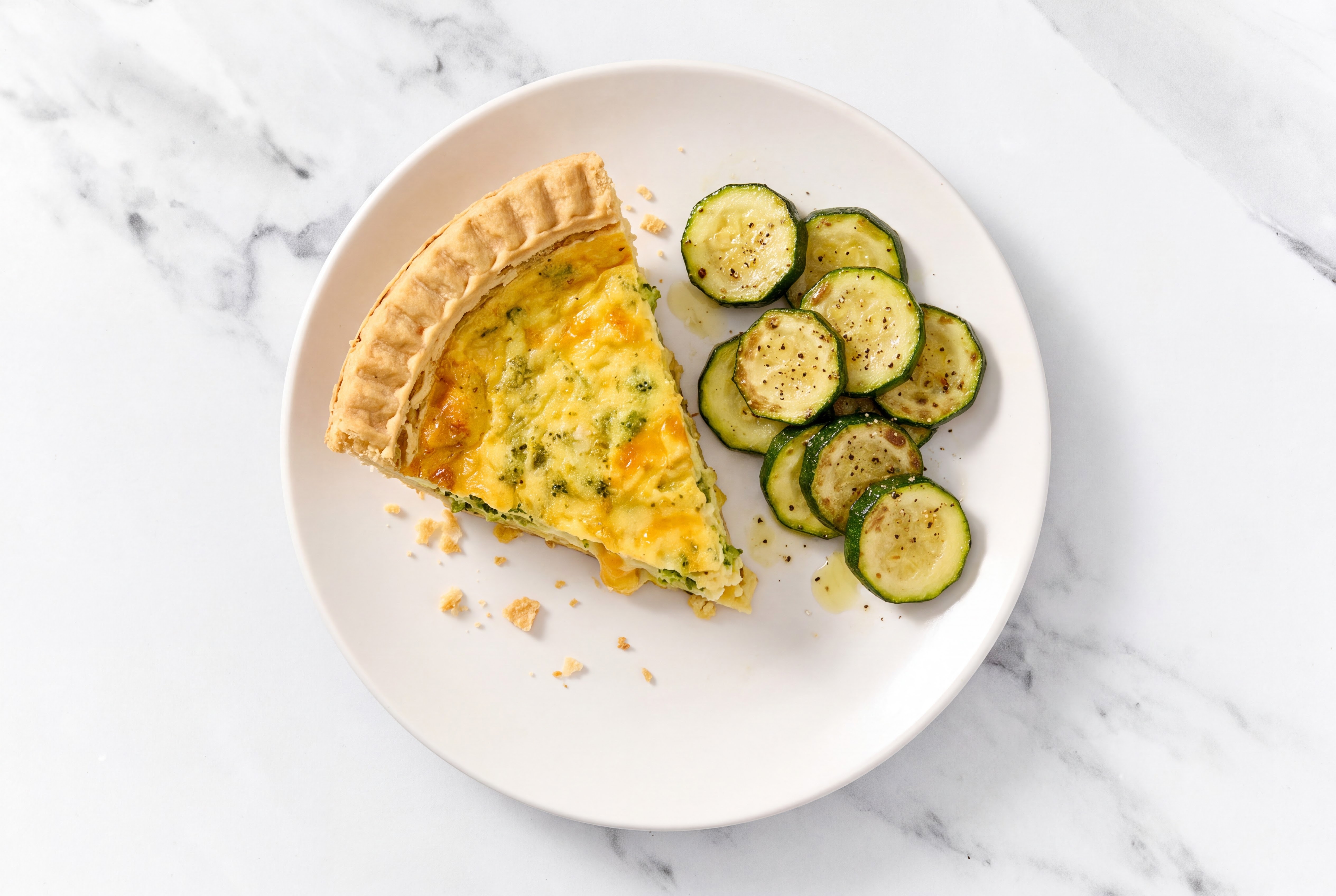 Broccoli & Cheddar Quiche with Zucchini