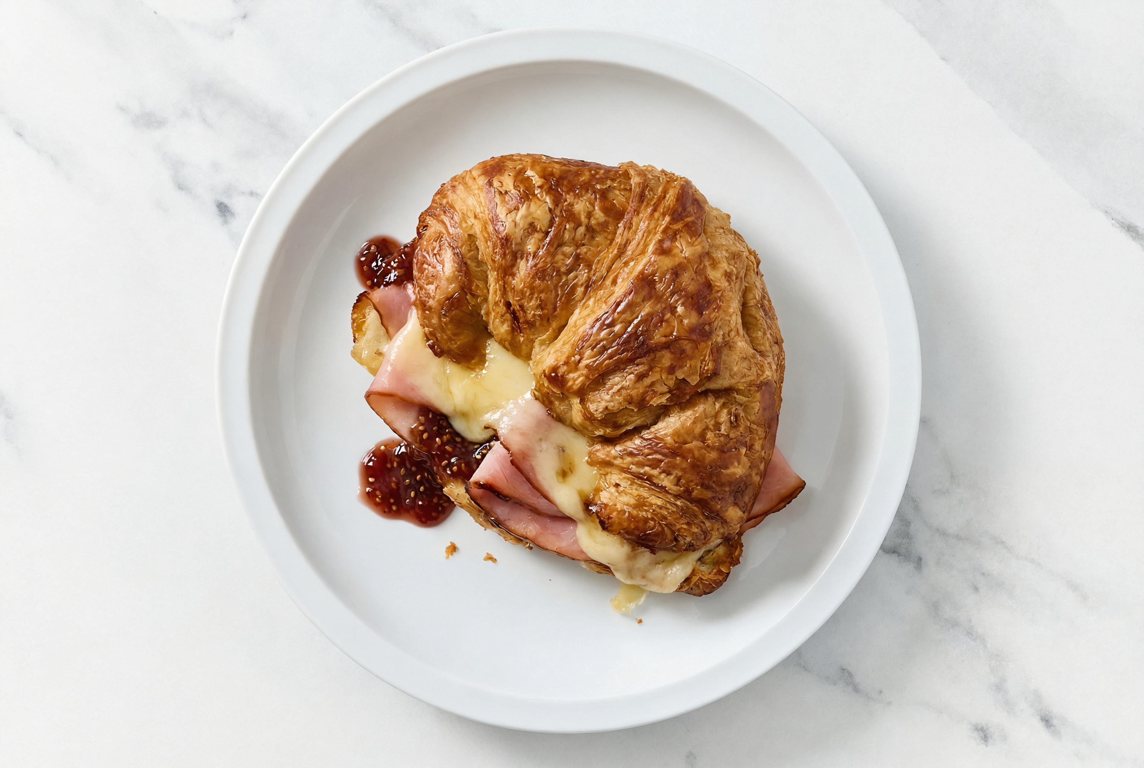 Ham, Gouda + Strawberry Jam Croissant Grilled Cheese