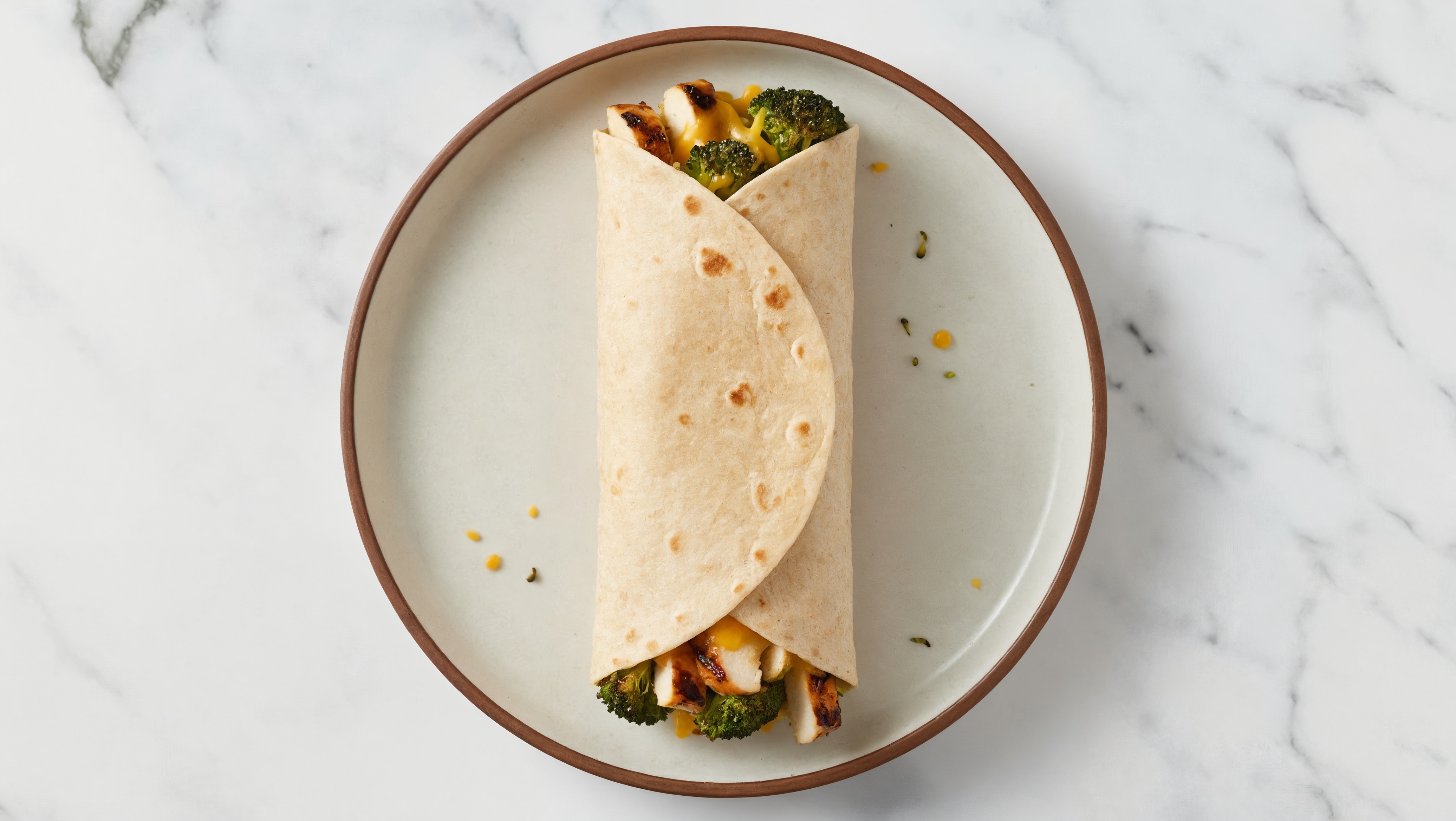 Cheesy Organic Broccoli Grilled Mediterranean Chicken Breast Wrap