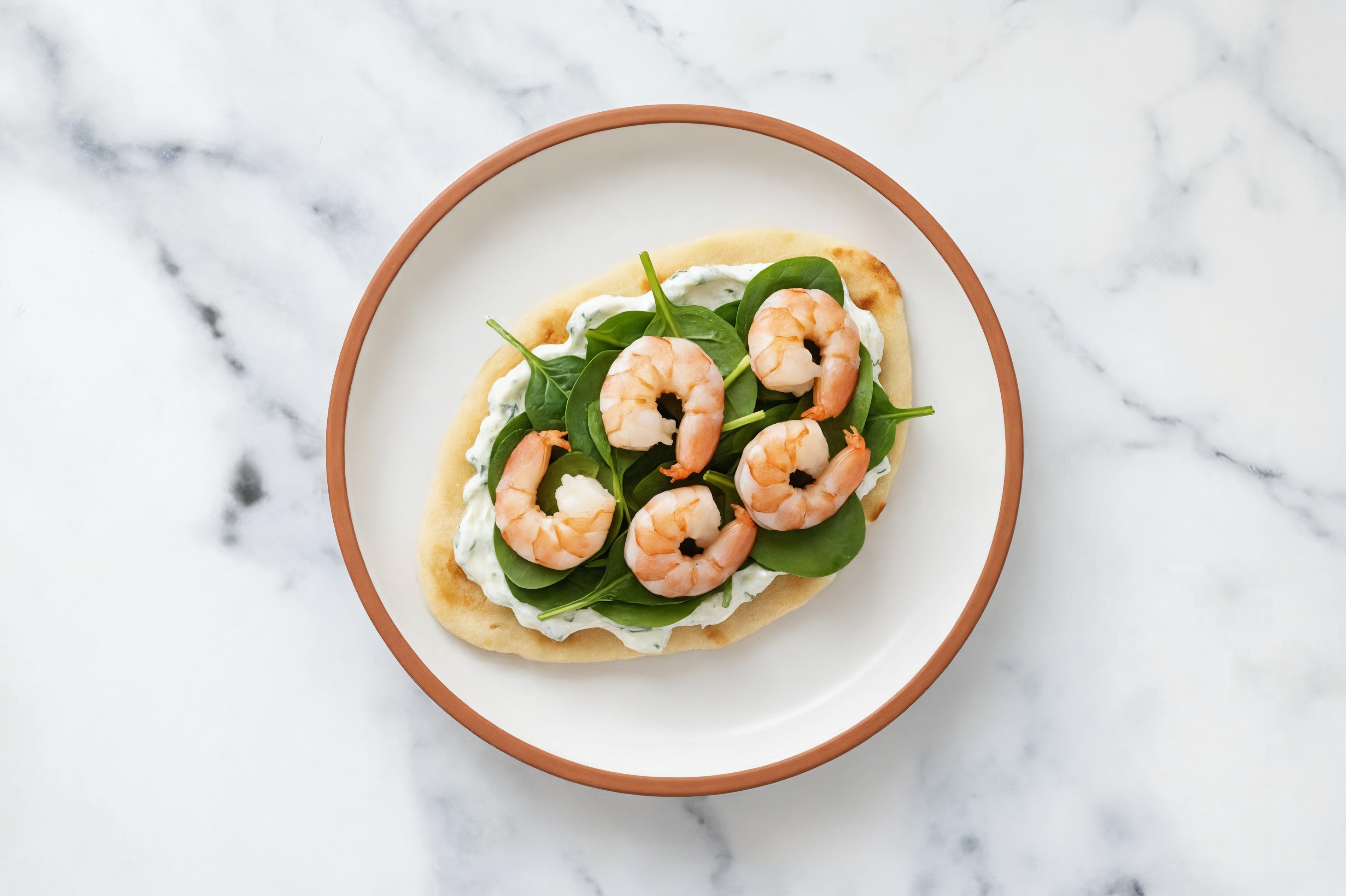 Mediterranean Inspired Jumbo Shrimp Flatbread with Dairy-Free Tzatziki