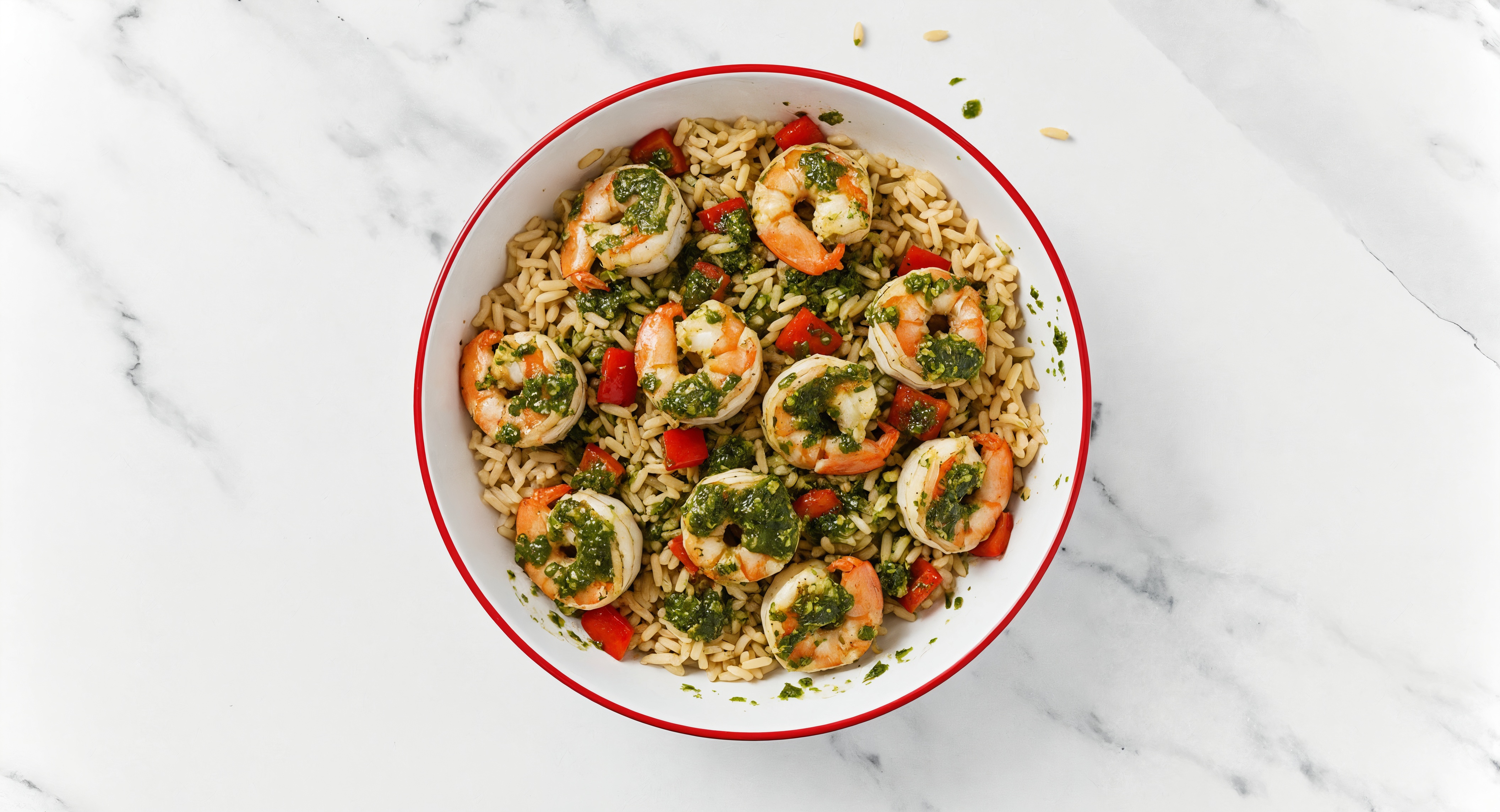 Zesty Chimichurri Shrimp Bone Broth Rice Bowl with Red Bell Pepper