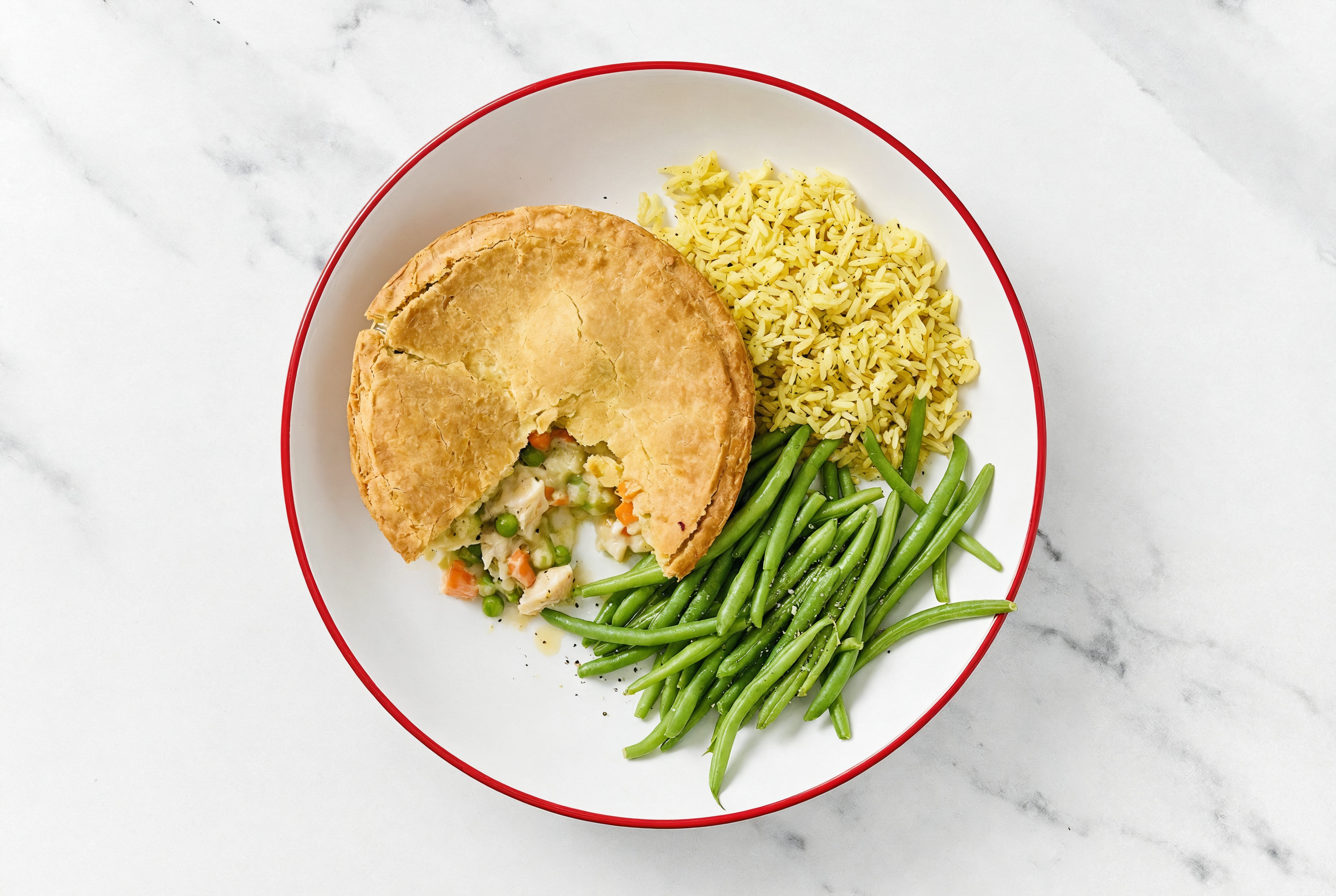 Chicken Pot Pie with Green Beans & Jasmine Rice
