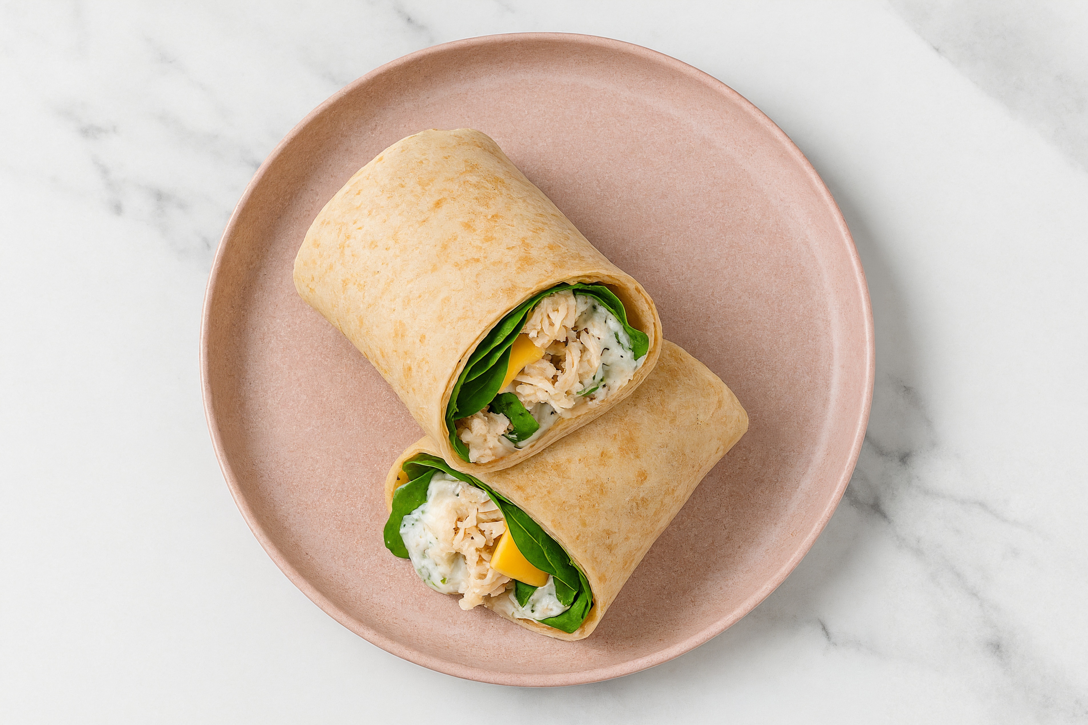 Creamy Pulled Chicken + American Tortilla Wraps with Spinach