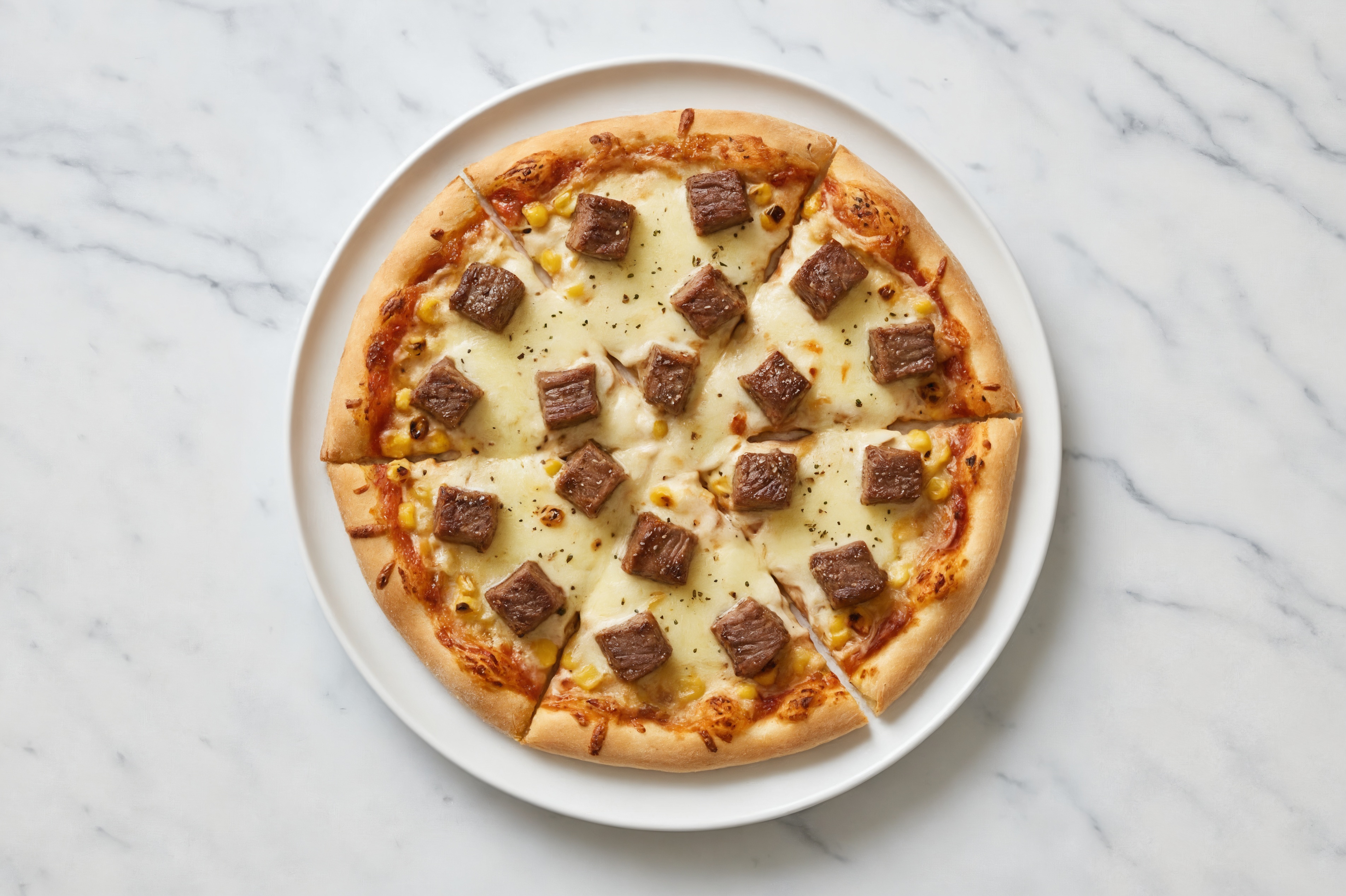 Street Corn Sirloin Tip Pizza with Mozzarella