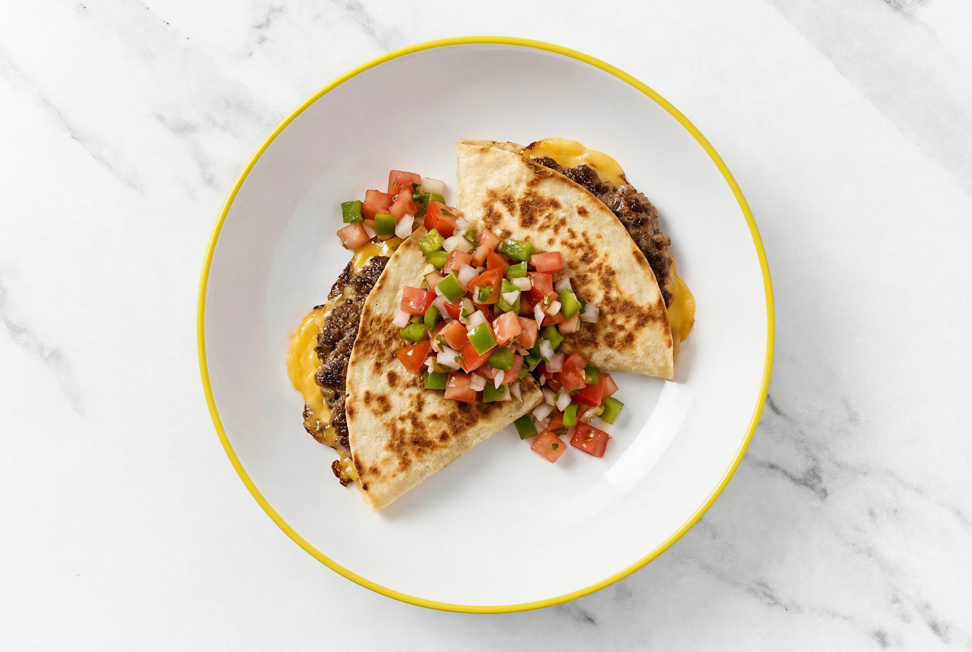  Skillet Smashed Cheeseburger Quesadilla with Ground Beef Patties