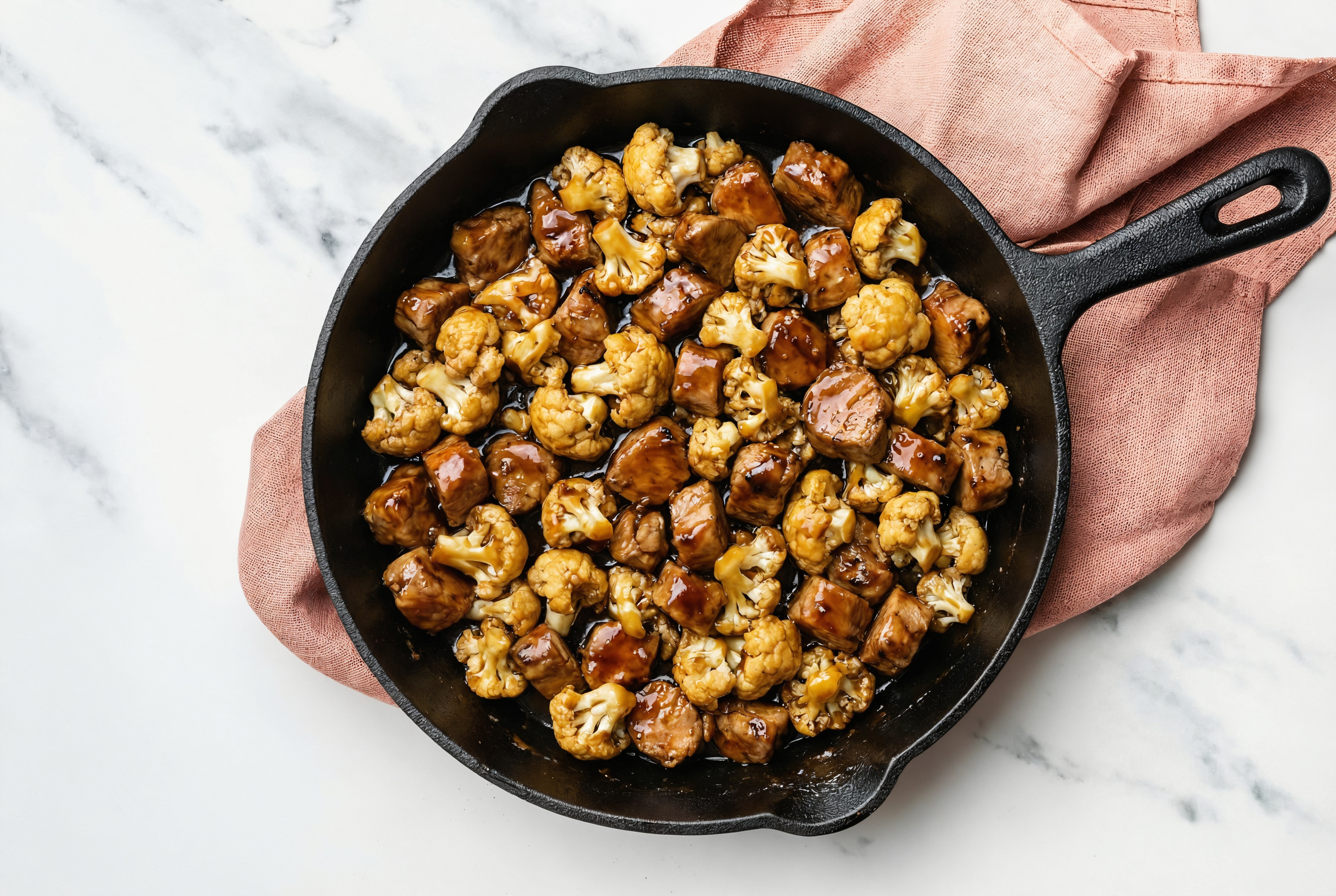 Teriyaki Grilled Pork Tenderloin Stir-Fry with Cauliflower