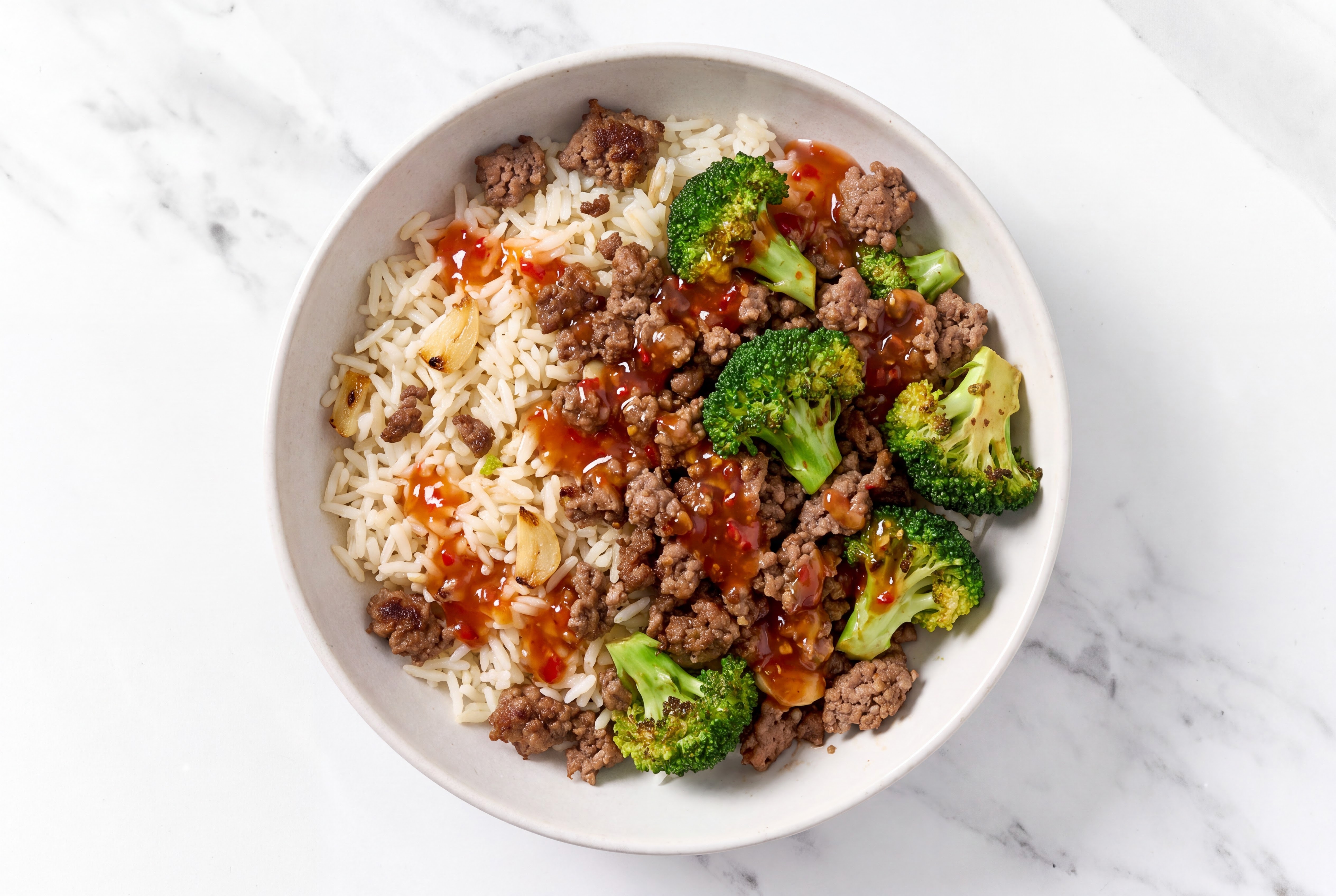  Sweet Chili 93/7 Lean Ground Beef + Garlic Rice Bowl