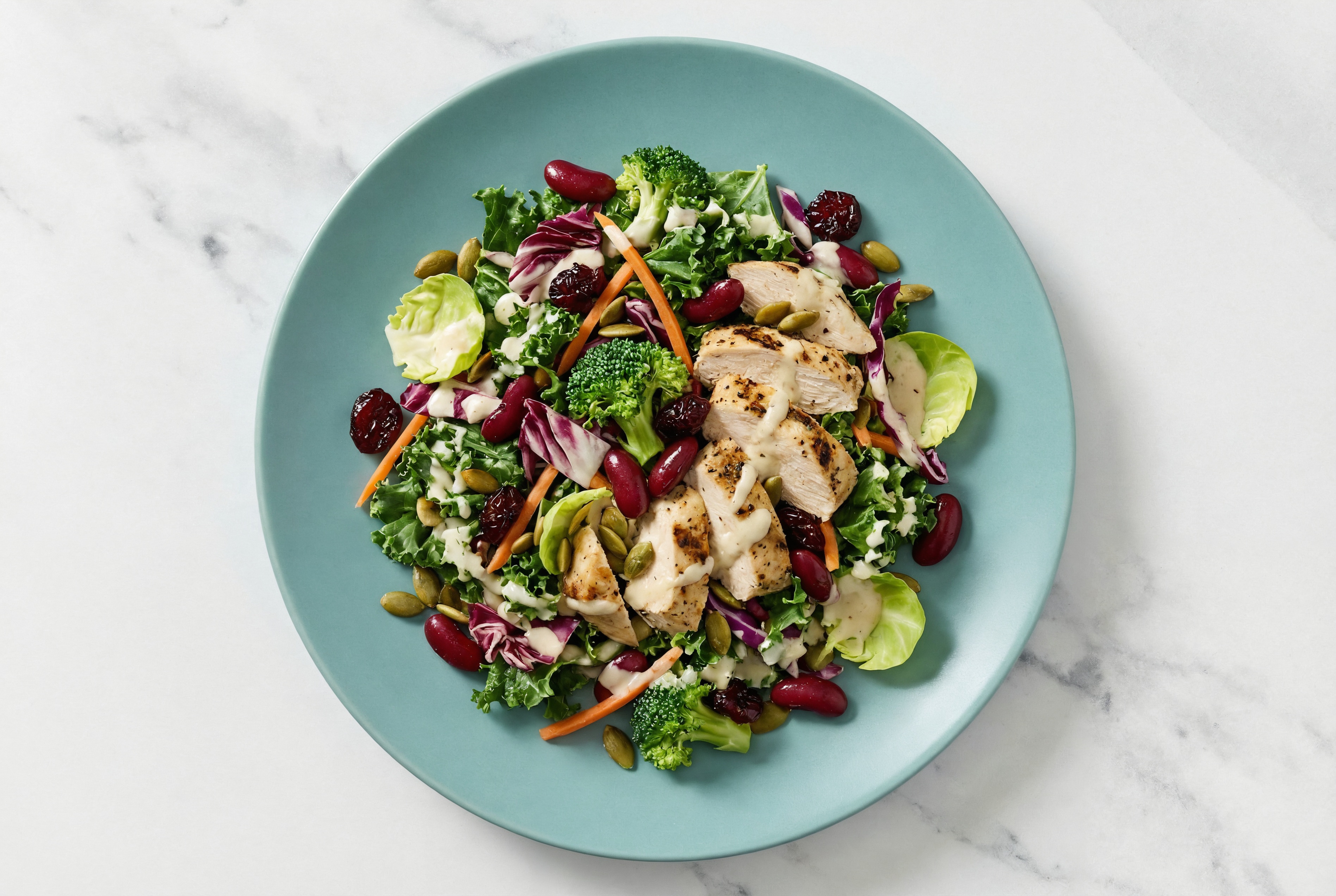 Grilled Chicken + Kidney Bean Sweet Kale Salad