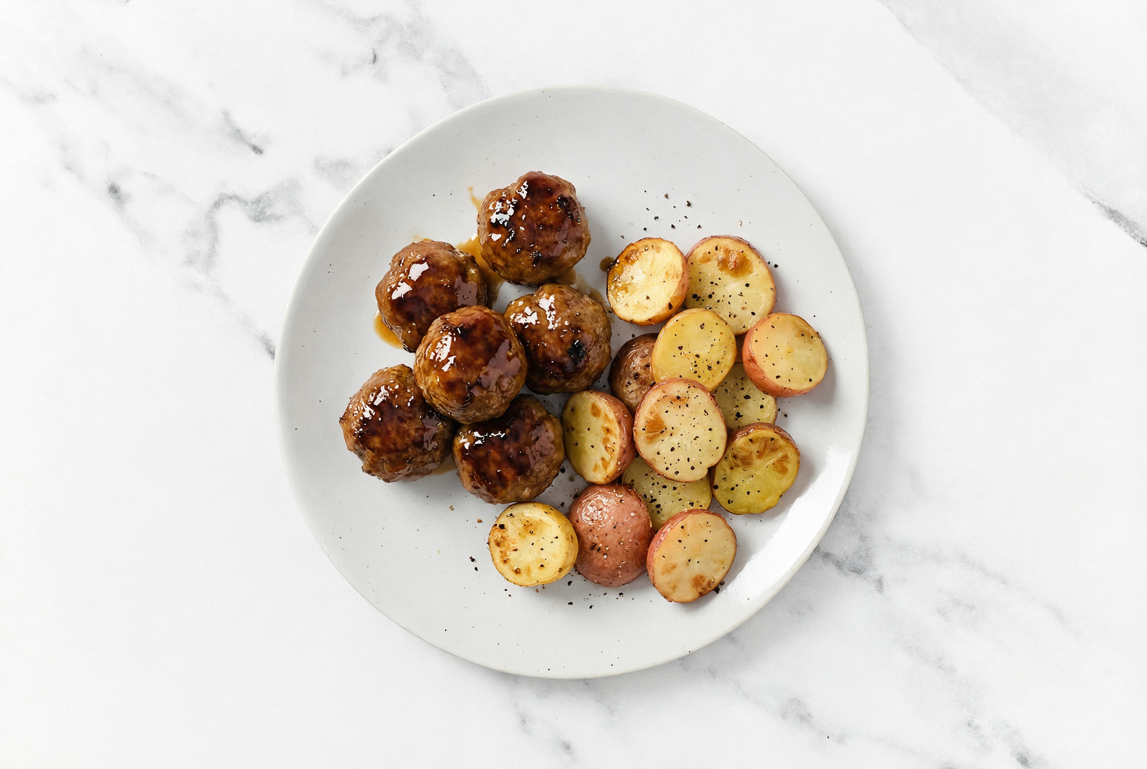 Teriyaki Baked Lamb Meatballs & Creamer Potatoes
