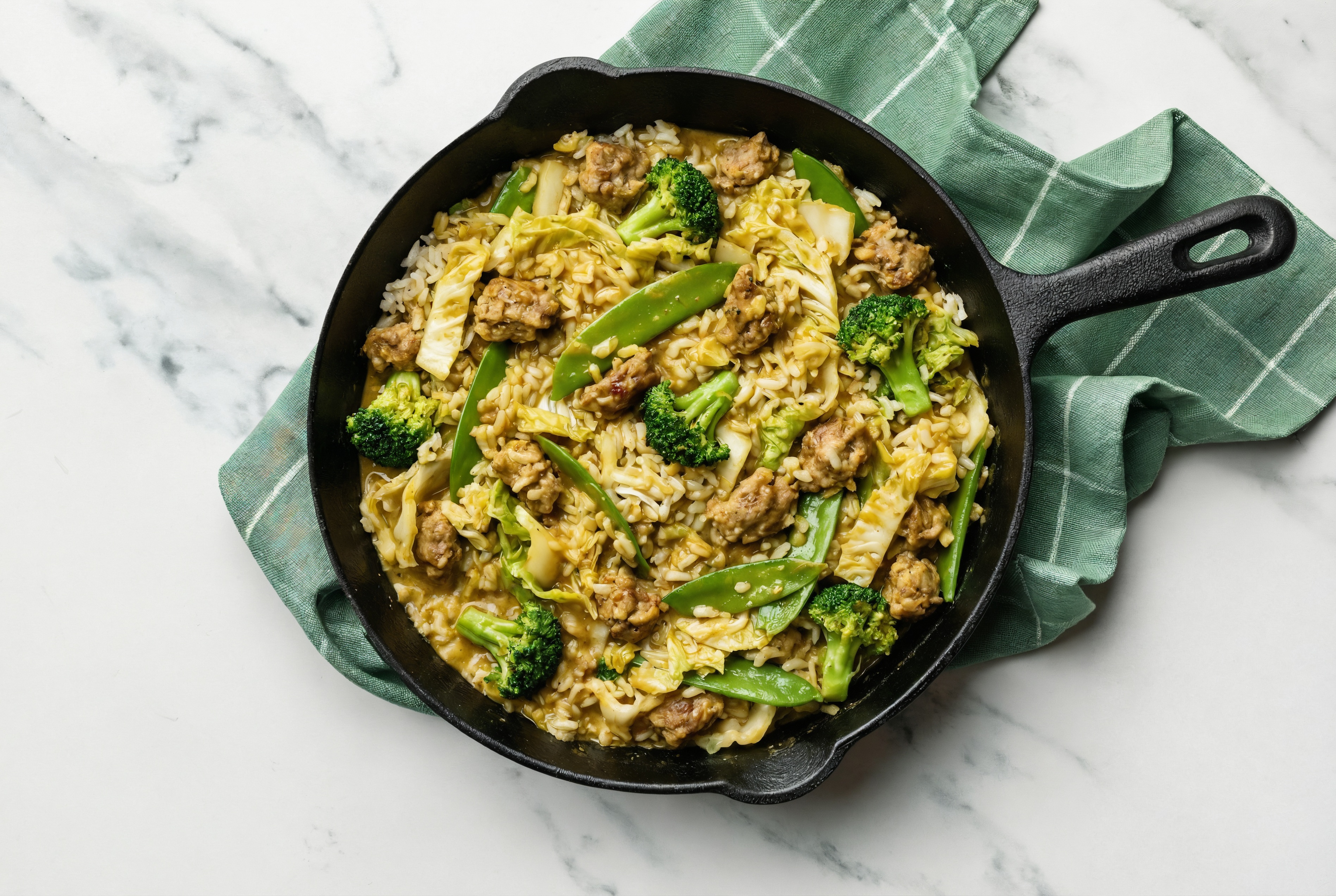 Curry Bok Choy + Ground Italian-Style Beef Stir-Fry