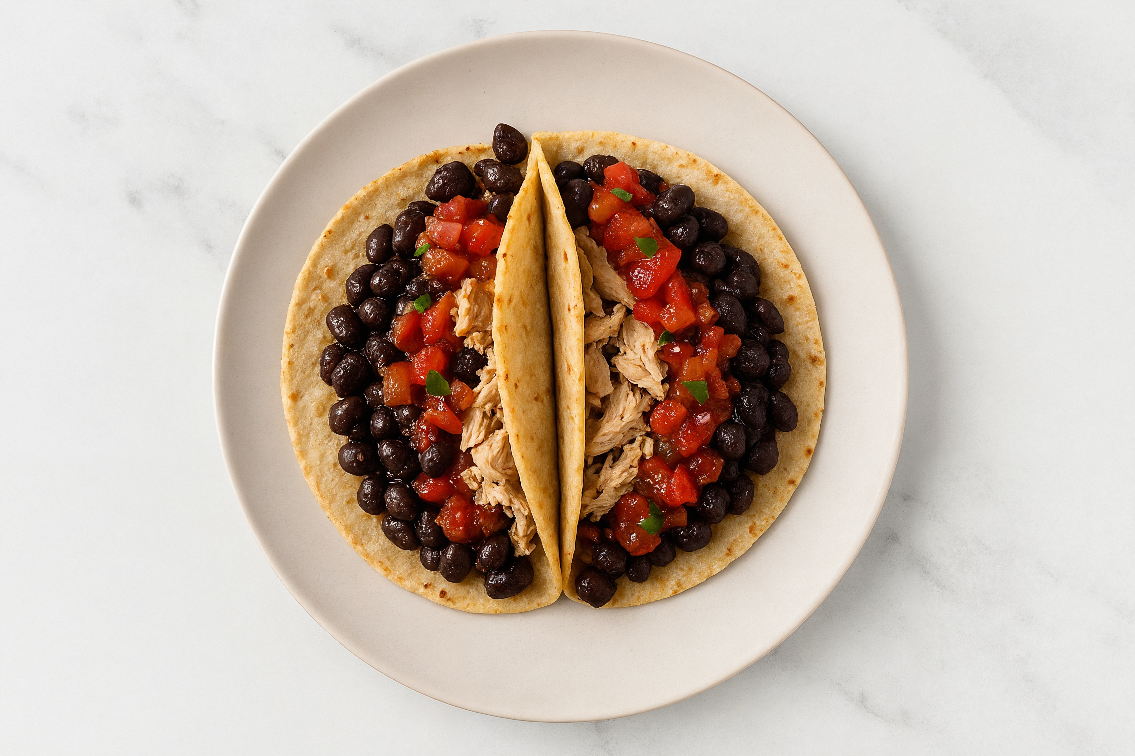 Cuban Spiced Black Beans Bean Tacos with Seared Tuna & Pico De Gallo