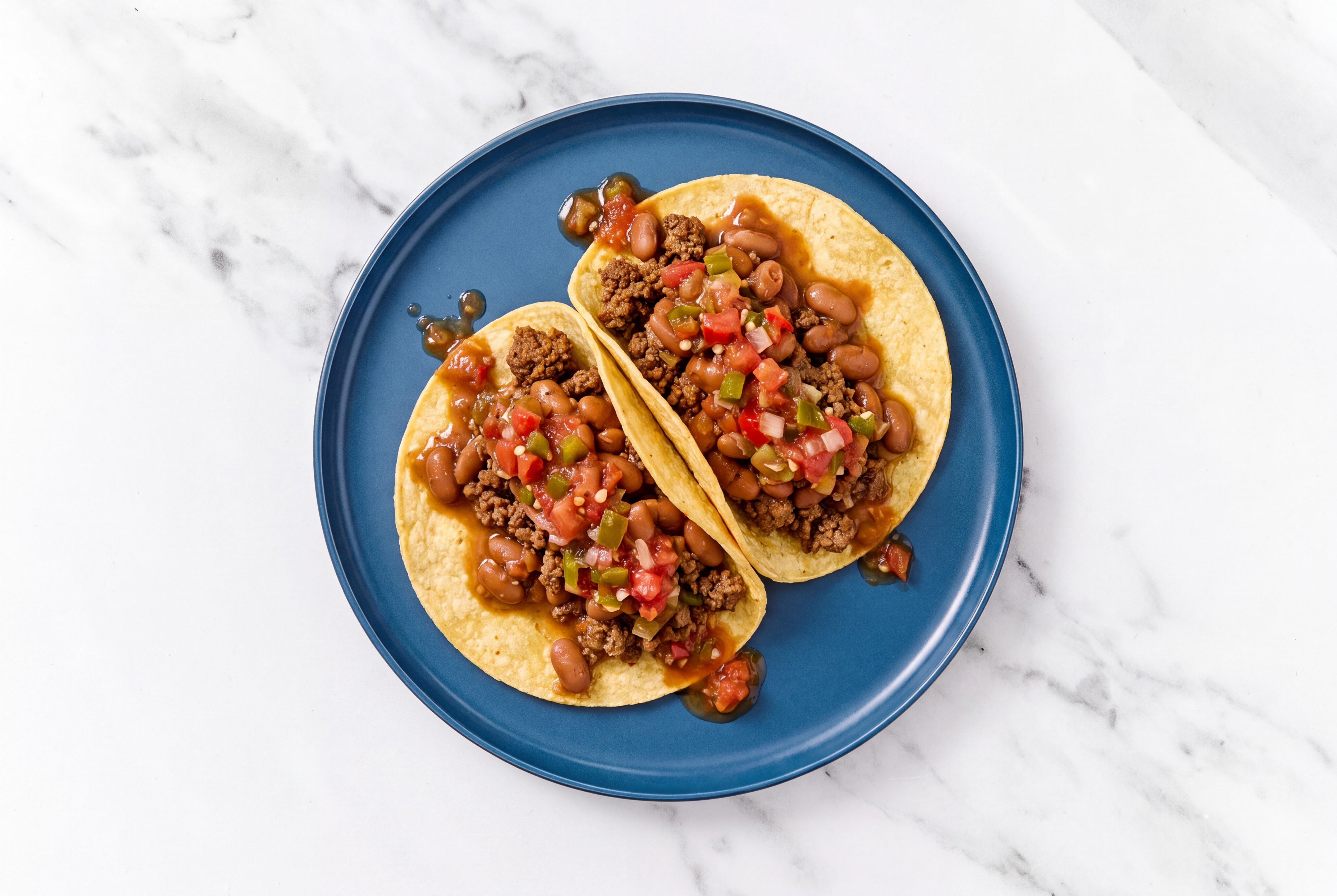 Herby Ground 93/7 Lean Beef Tacos with Pico De Gallo & Pinto Beans