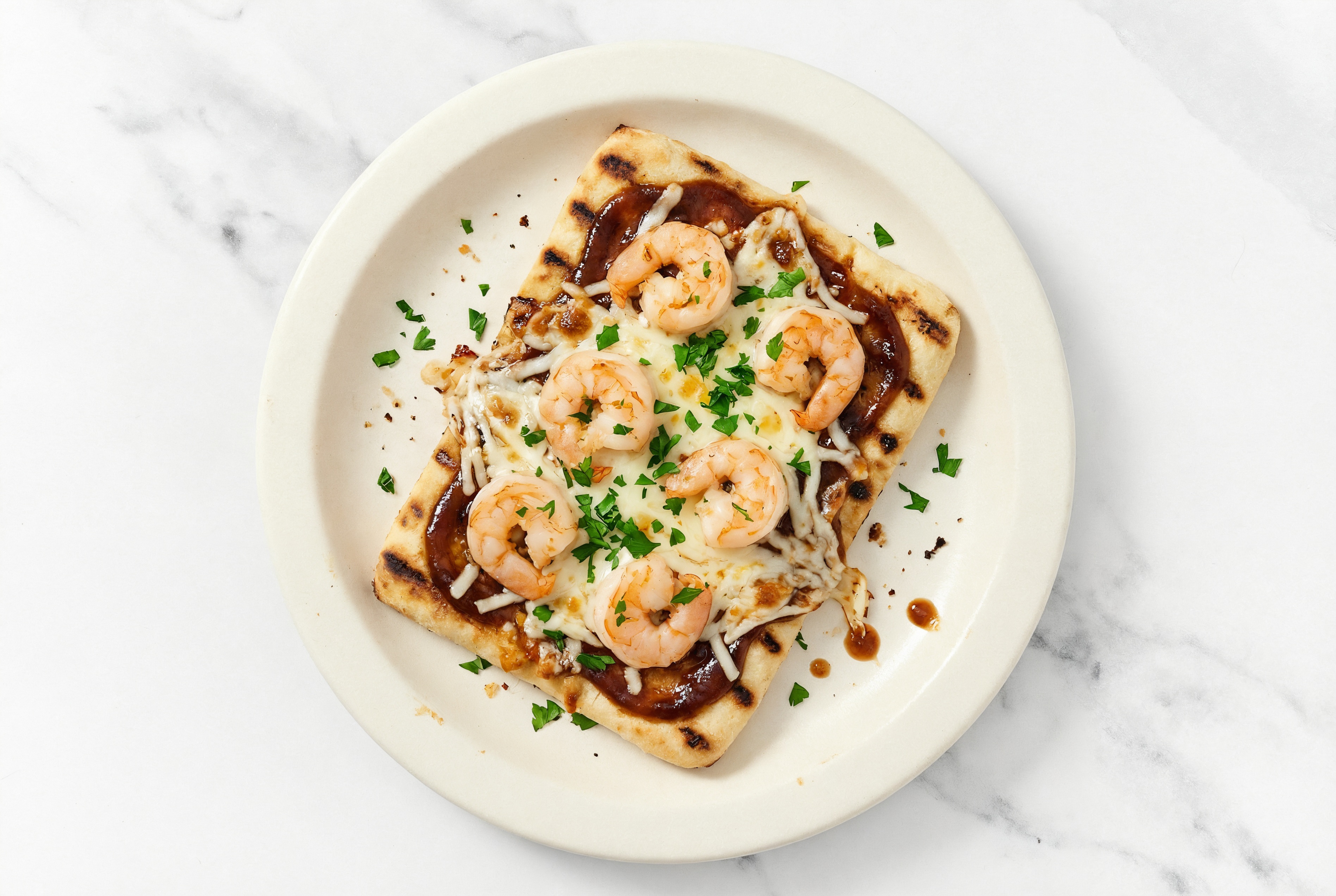BBQ Shrimp Pizza with Parsley with Original BBQ Sauce